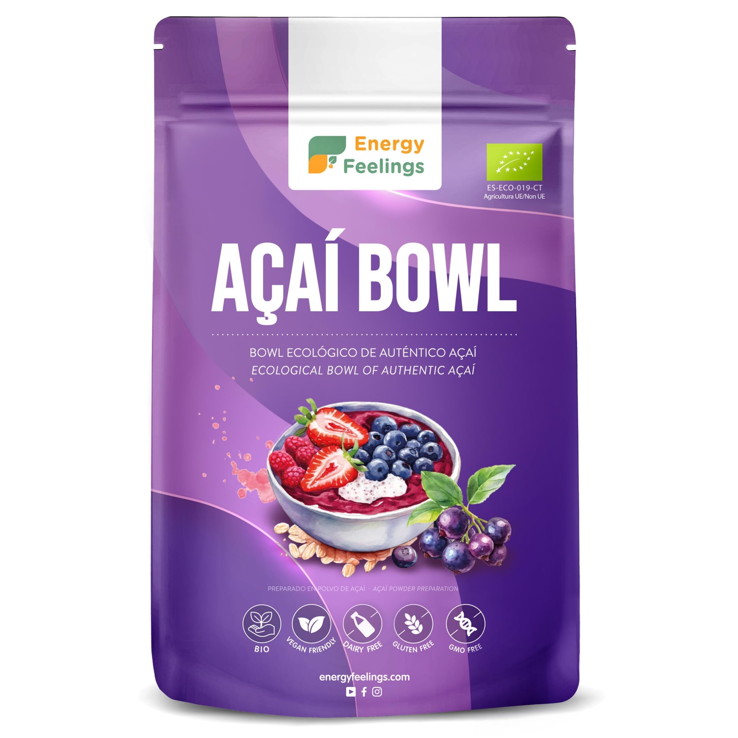 Energy Feelings Preparato per Açaí Bowl Bio 500 g con avena e cocco