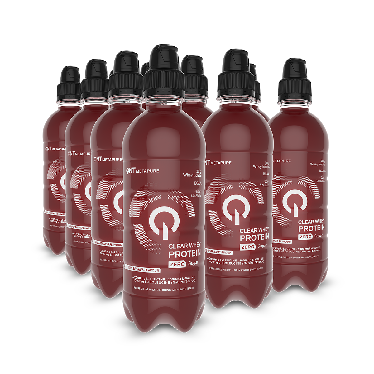 QNT Drinks Iso Whey Zero Carb Protein Water 12 x 500 ml frutti di bosco