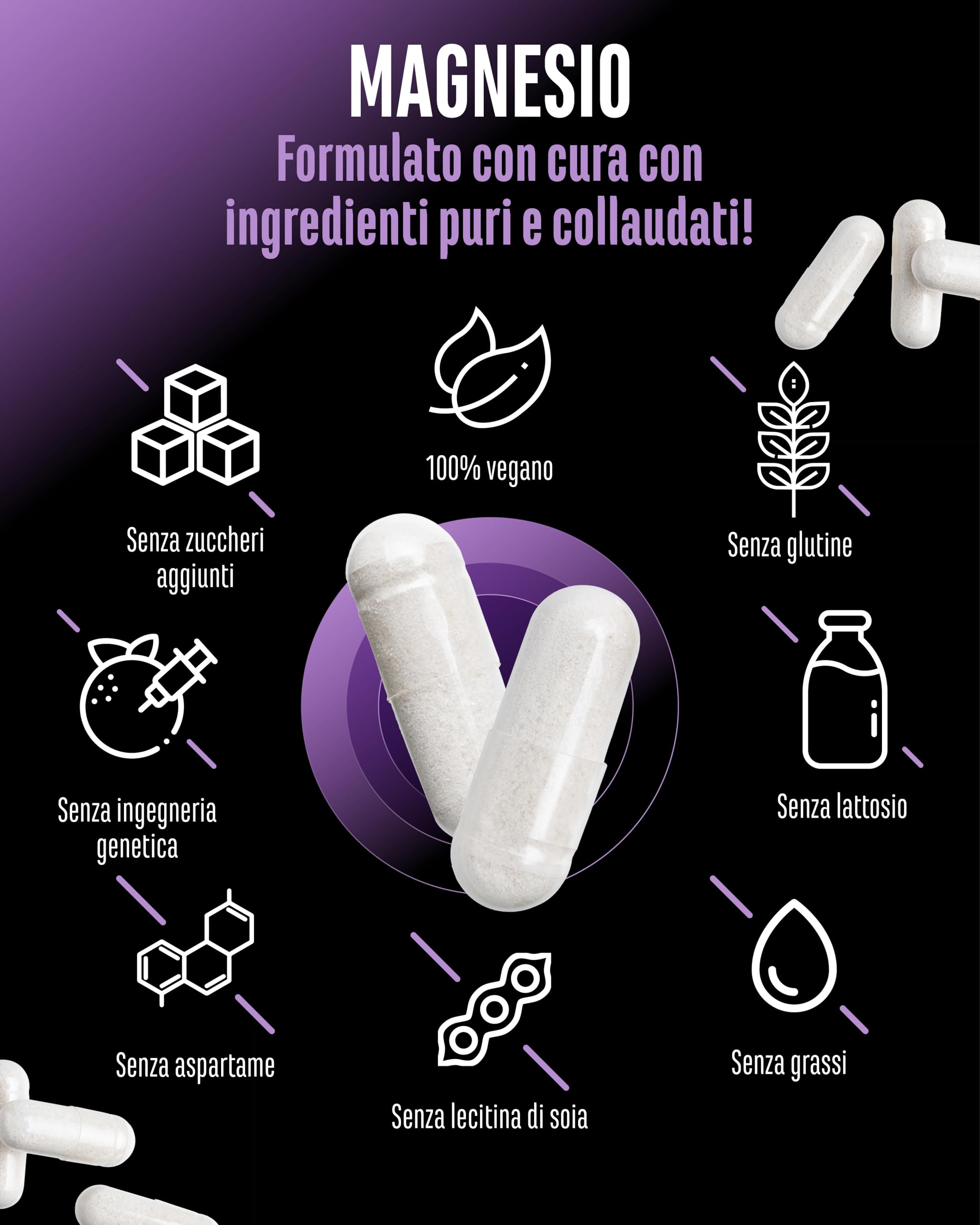 Elite Vitamins, Minerals & Hydration Magnesio Bisglicinato capsule 300 vegane