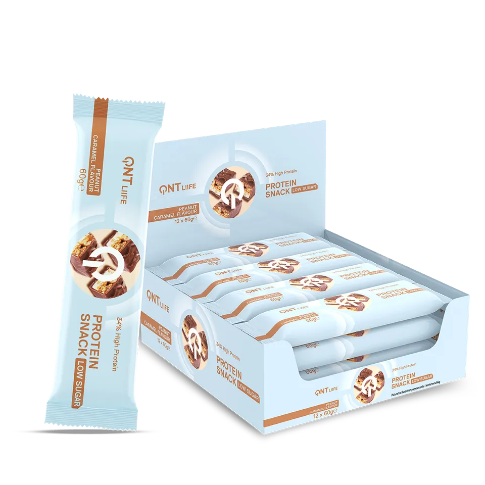 QNT Protein Bars Protein Snack bar barretta proteica Caramel Peanuts 12 × 60 g