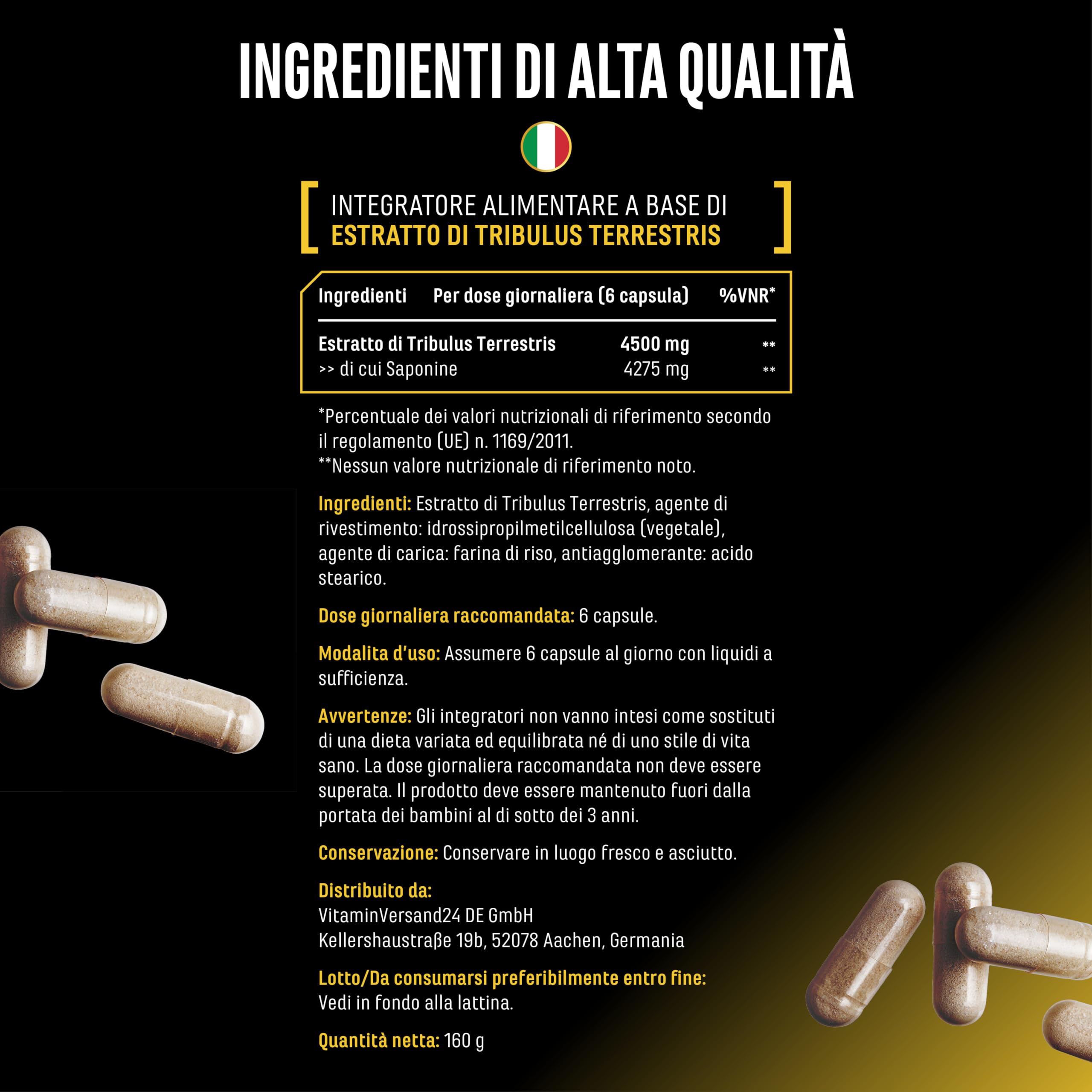 Elite Testo & Vitality Botanicals Tribolo Max capsule vegane 180 da 4500 mg