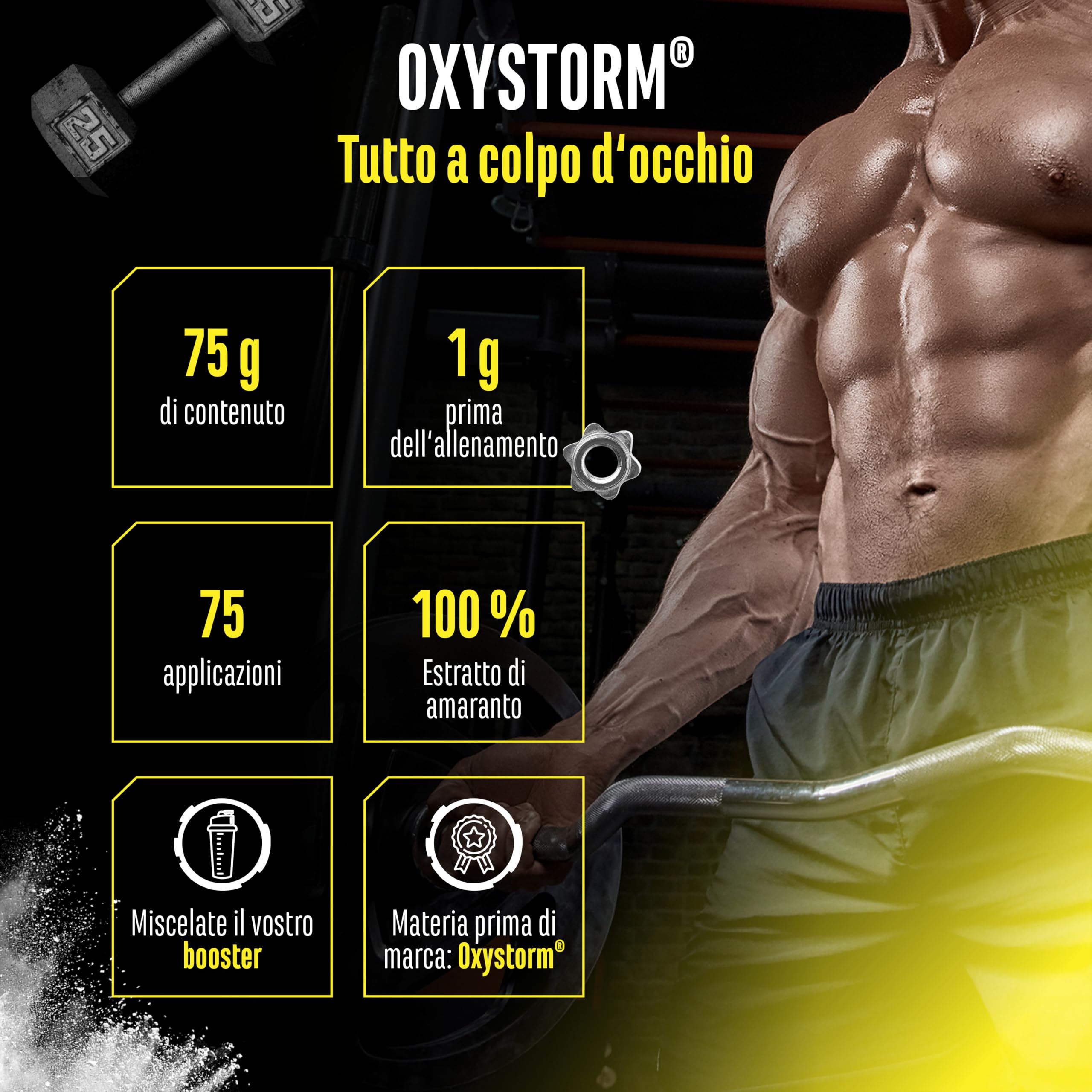 Elite Pre-Workout & Pump Nitrato in polvere (Oxystorm®) nitrato 75 g vegano amaranto