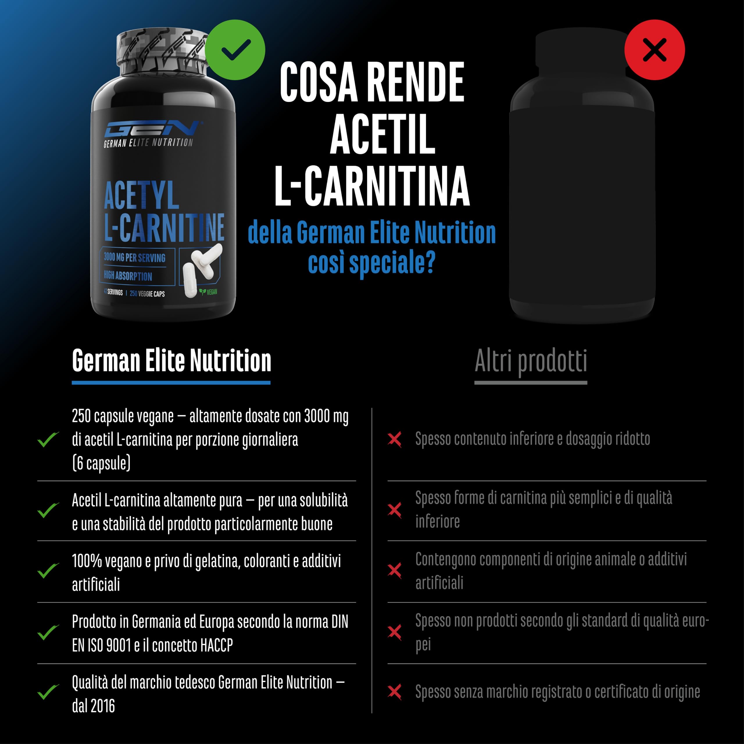 Elite Amino Singles Acetyl-L-Carnitina capsule vegane 250 da 500 mg