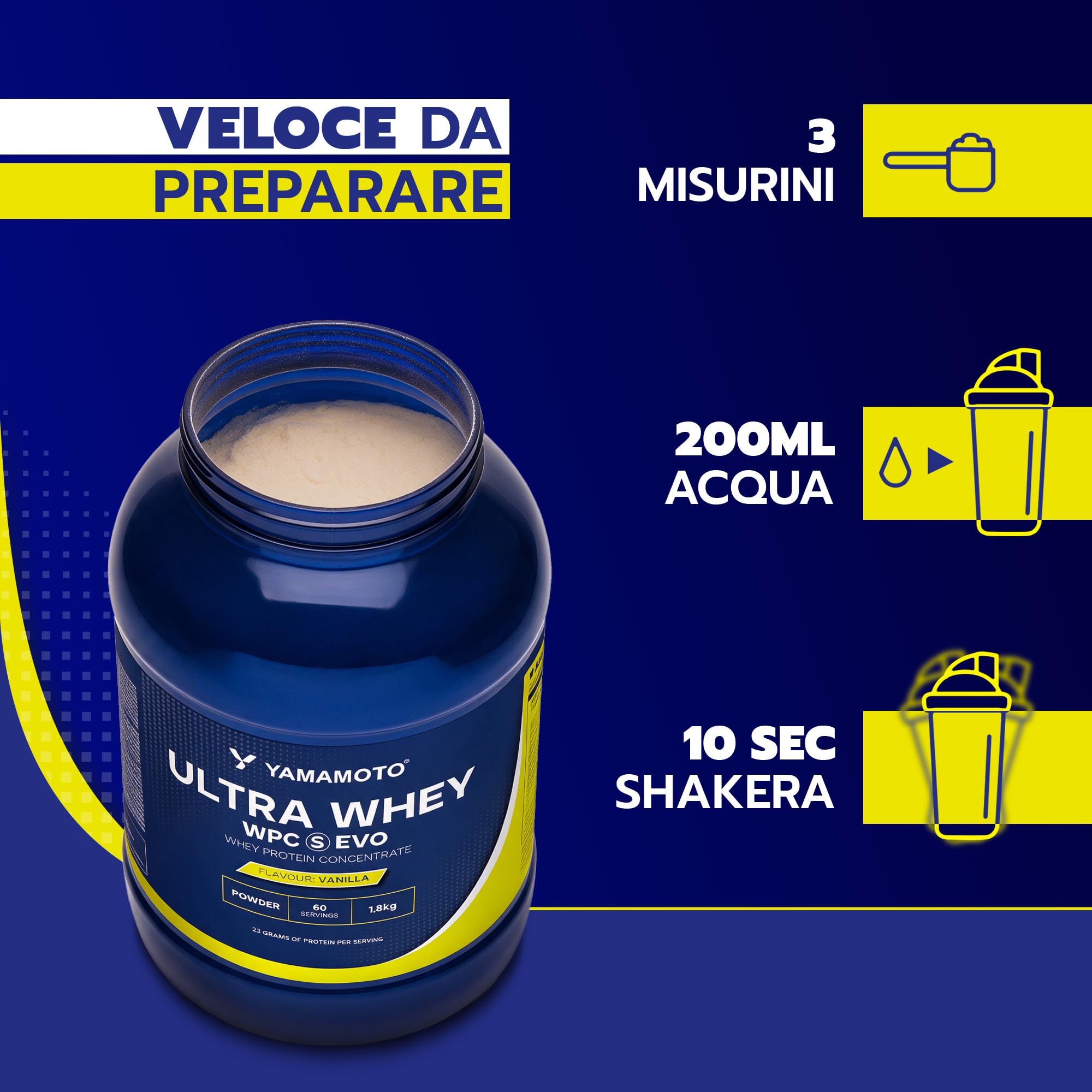 YAMAMOTO Proteine Ultra Whey WPC S EVO proteine vaniglia 1800 g
