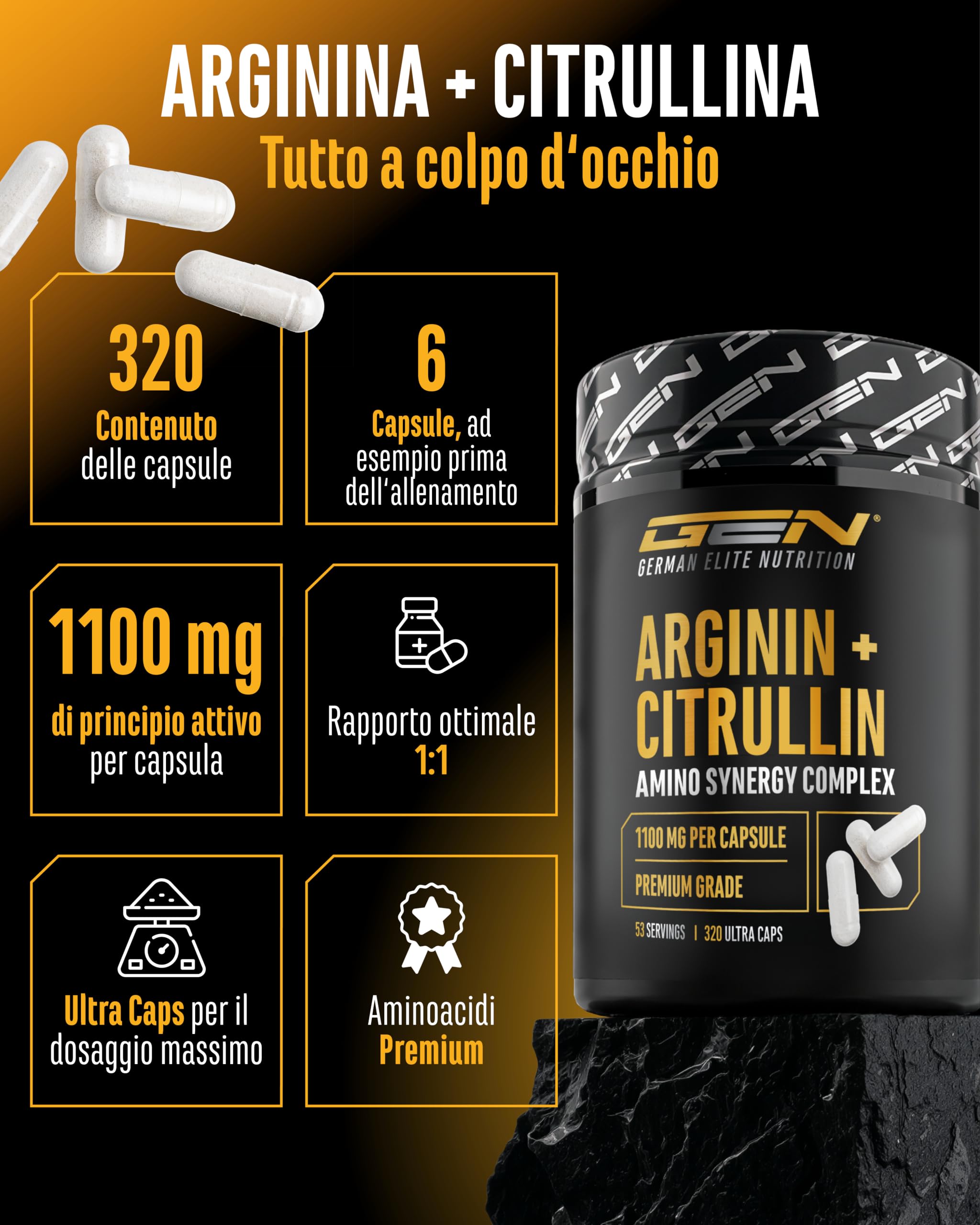 Elite Amino Singles L-Arginina + L-Citrullina capsule 320 pezzi