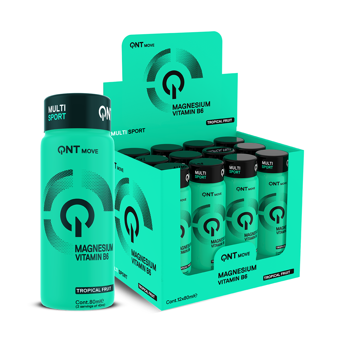 QNT Vitamins & Minerals Magnesium Sport integratore liquido 12 x 80 ml tropicale