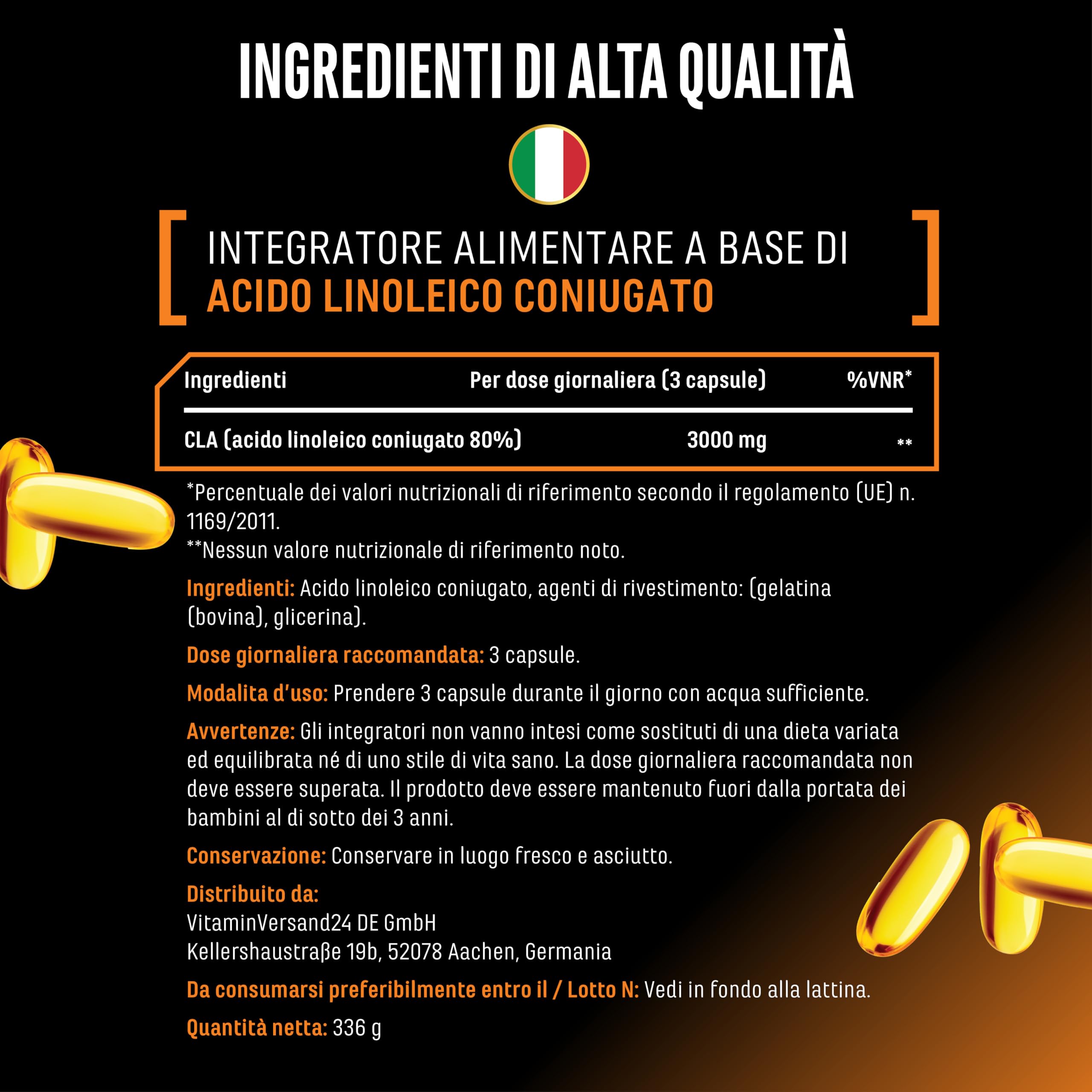 Elite Fat Burners & Cutting CLA softgel 240 capsule da 1000 mg olio di cartamo