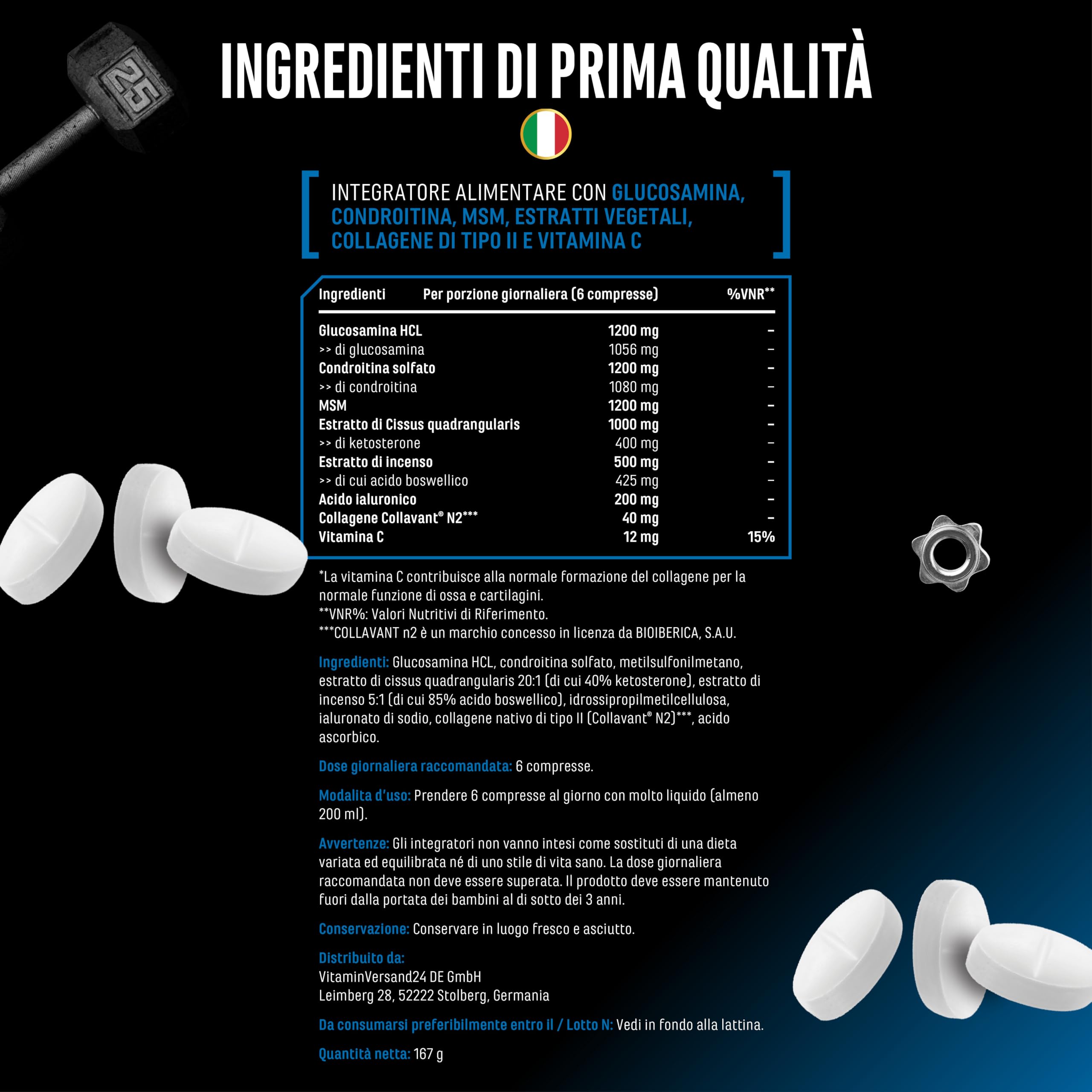 Elite Organ, Joint & Health Support Joint Essentials integratore 180 compresse senza glutine