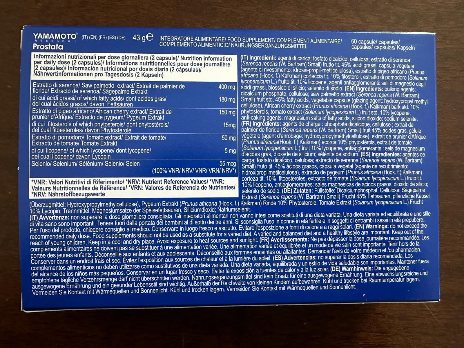 Yamamoto Vitamine e Minerali Prostata integratore 60 capsule con saw palmetto