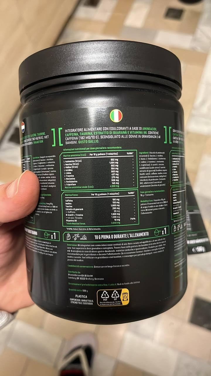 Elite Pre-Workout & Pump EAA Energy Mix bevanda in polvere 500 g Asperula