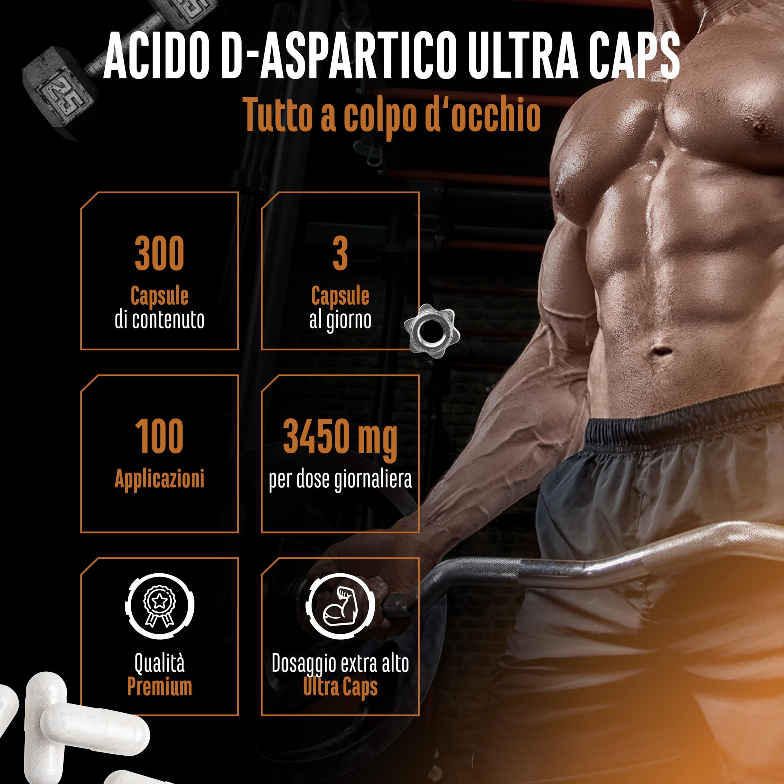 Elite Testo & Vitality Botanicals D-Aspartico DAA Ultra Caps capsule 300 da 1150 mg