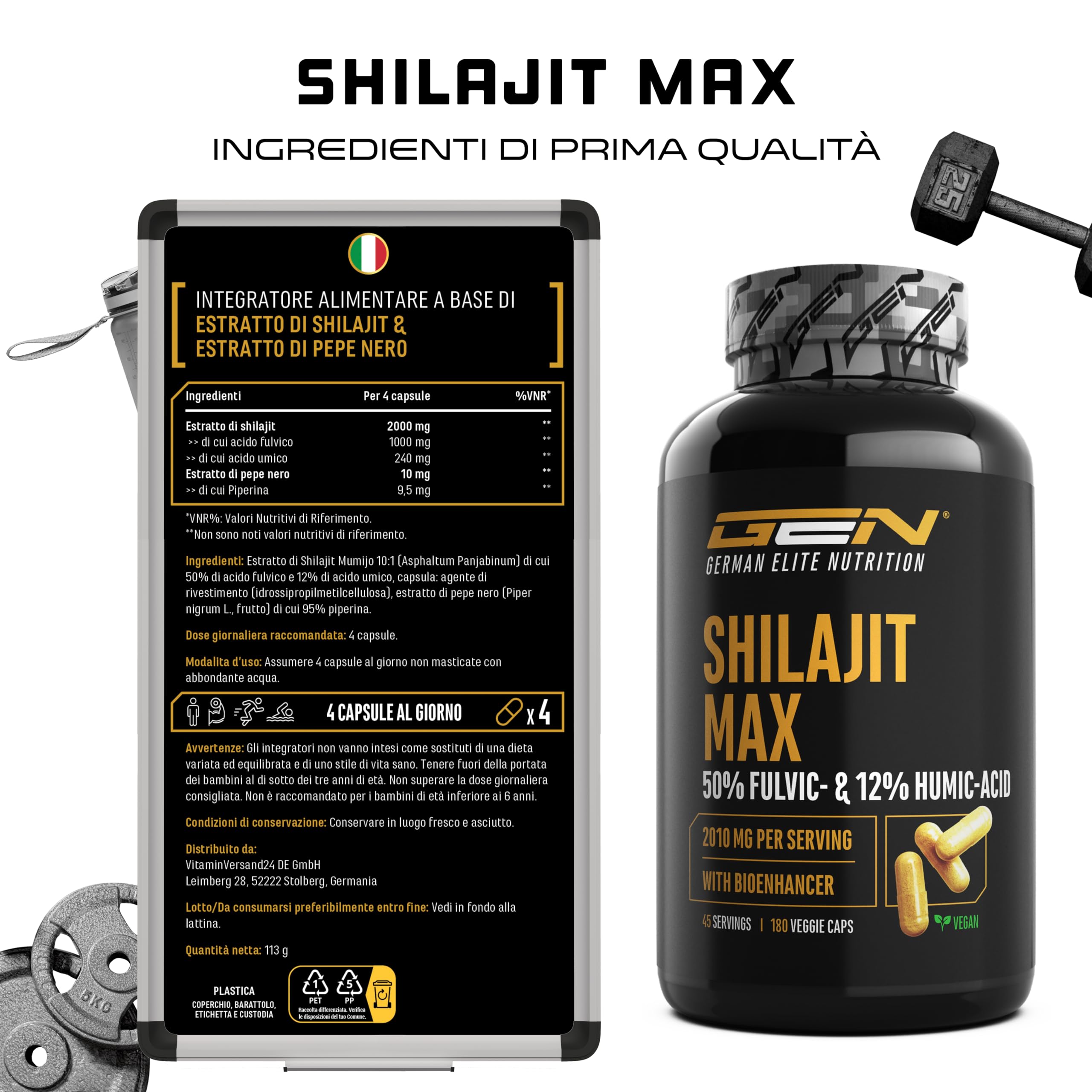 Elite Organ, Joint & Health Support Mumijo Shilajit Max capsule 180 unità estratto 10:1