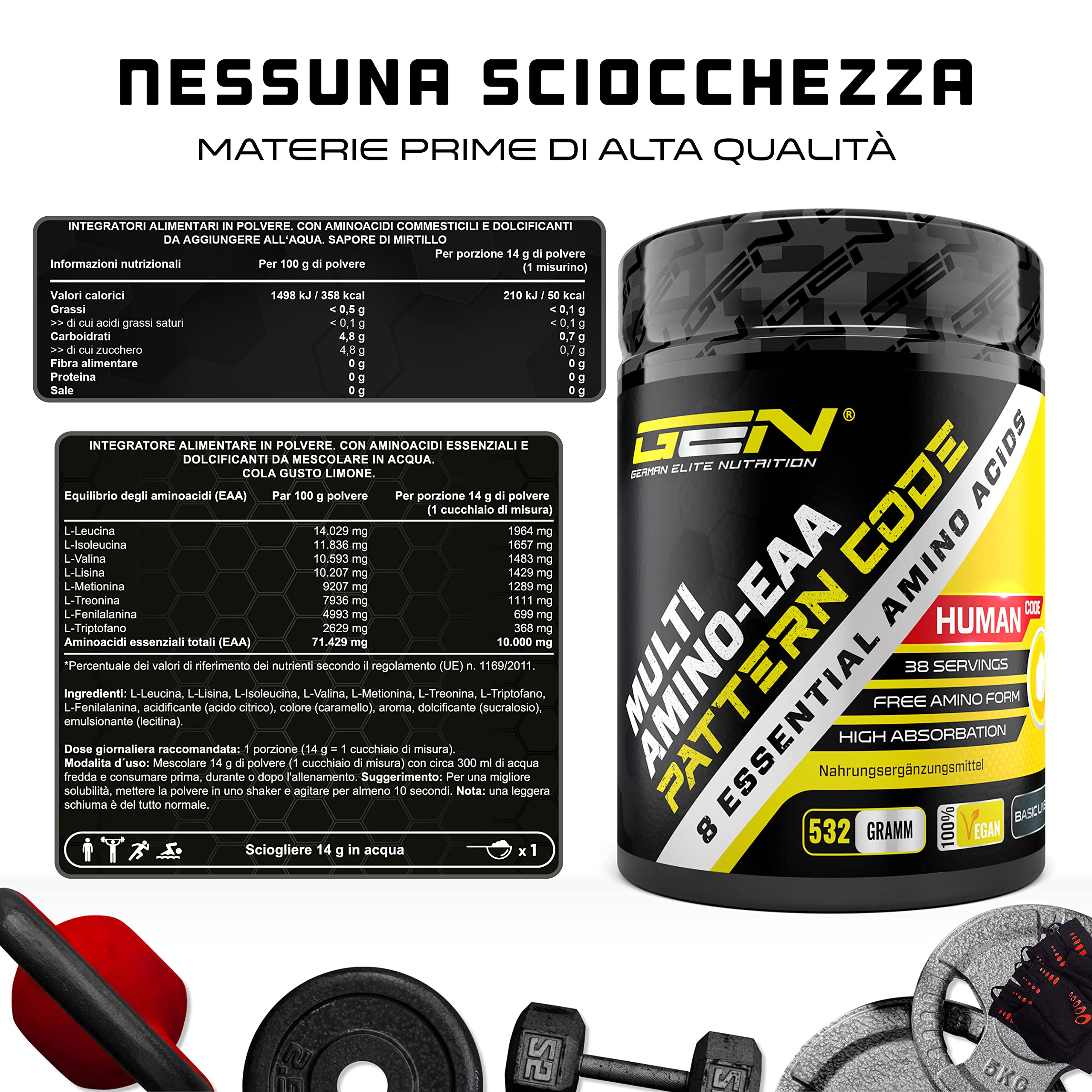 Elite EAA & BCAA EAA Powder aminoacidi Cola Lemon 532 g vegano