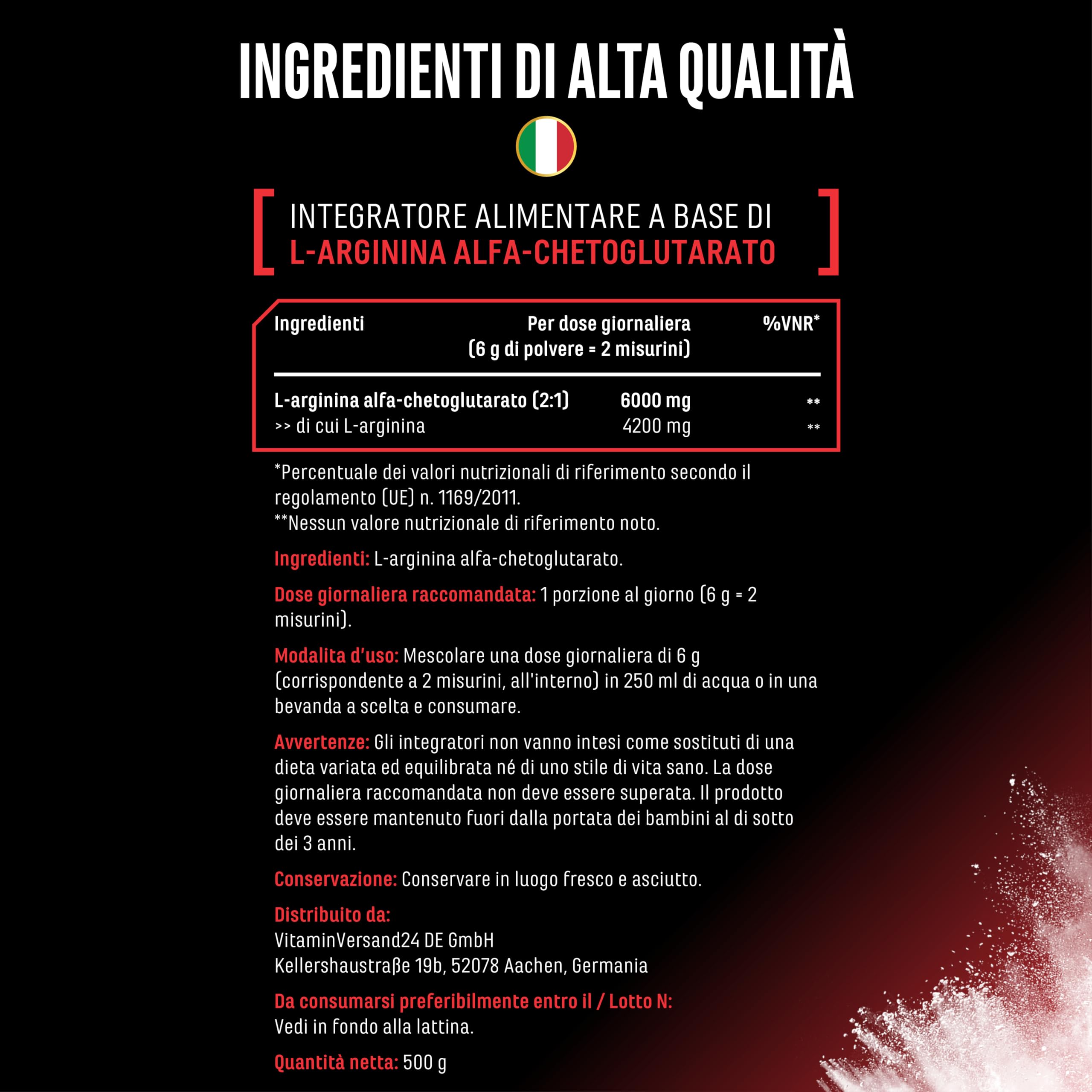 Elite Amino Singles AAKG L-Arginina Alfa-Chetoglutarato polvere 500 g 2:1