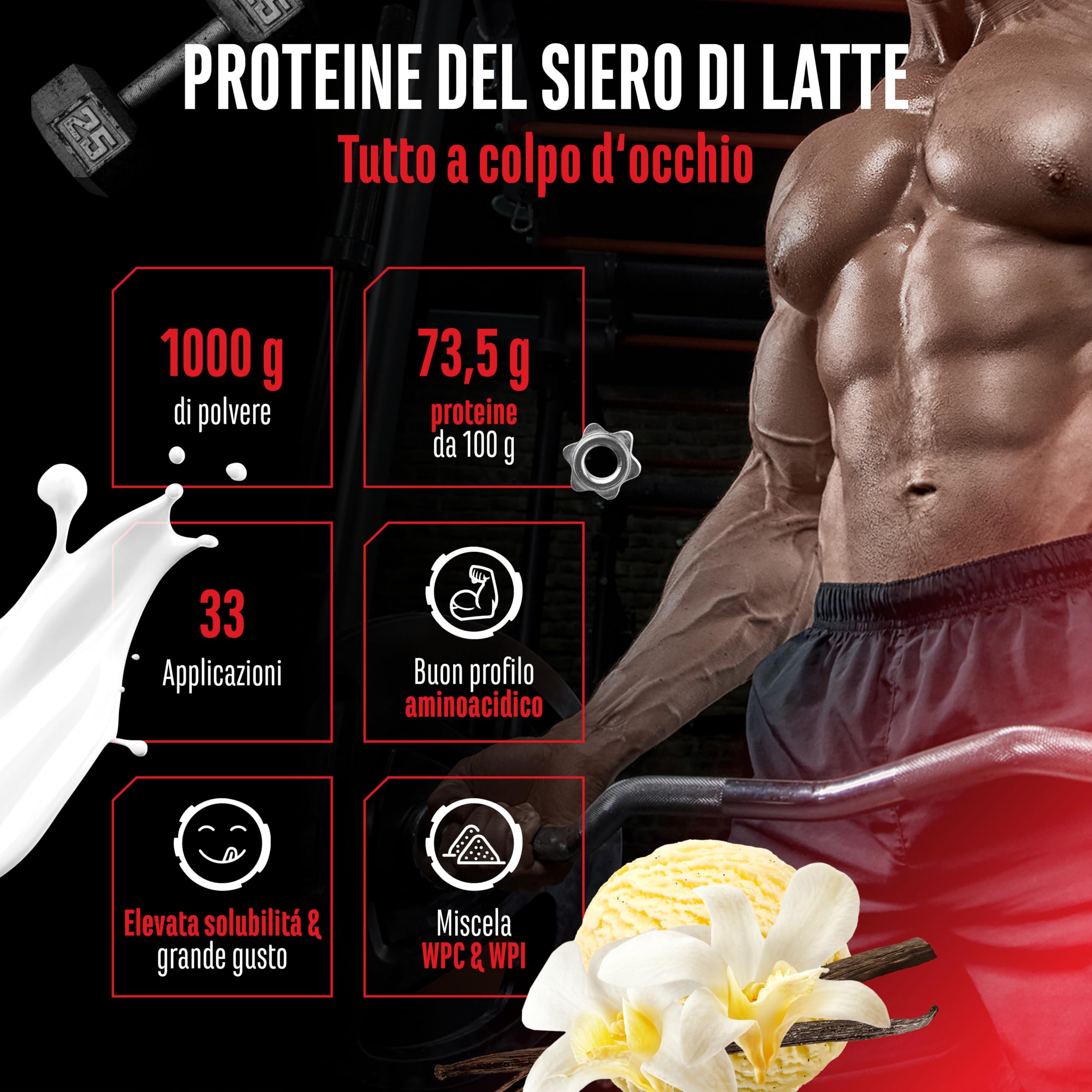 Elite Whey Protein Whey Proteine Complesso proteine in polvere 1000 g gelato alla vaniglia con isolato