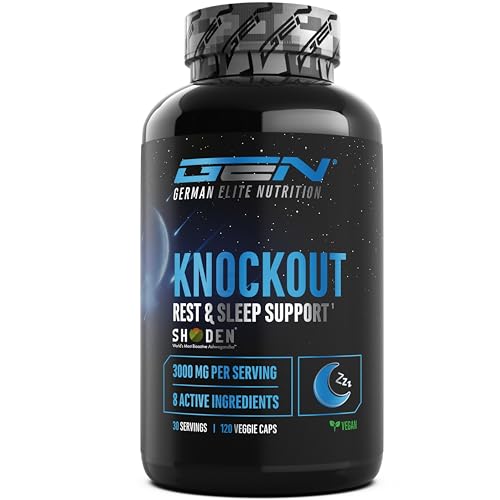 Elite Adaptogens, Sleep & Mind Knockout Sleep & Recover Support integratore per il sonno 120 capsule vegane 3000 mg