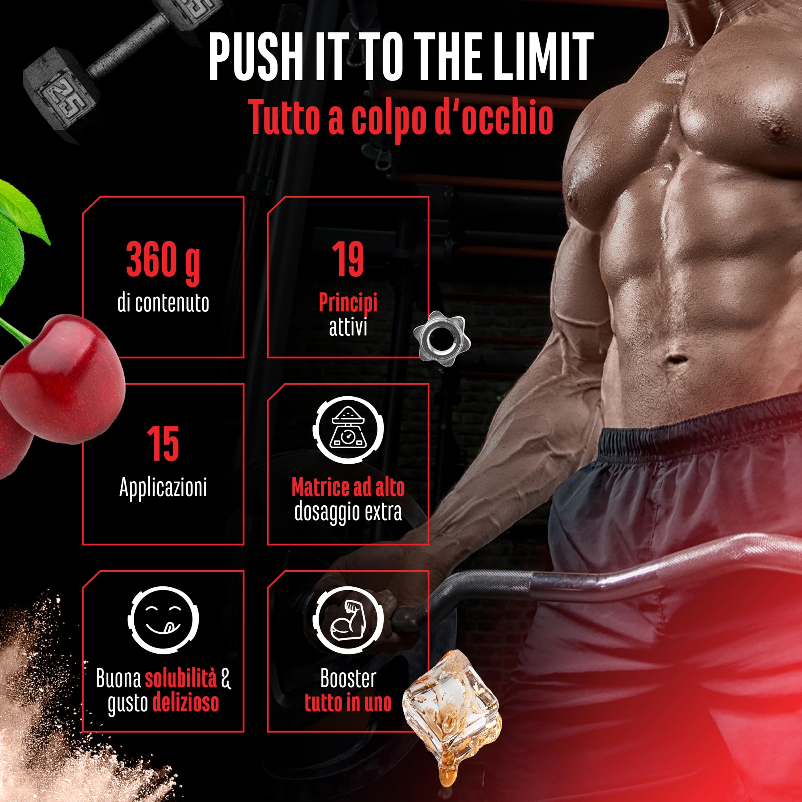 Elite Pre-Workout & Pump Push it to the Limit® pre-workout Cola-Ciliegia 360 g alto dosaggio
