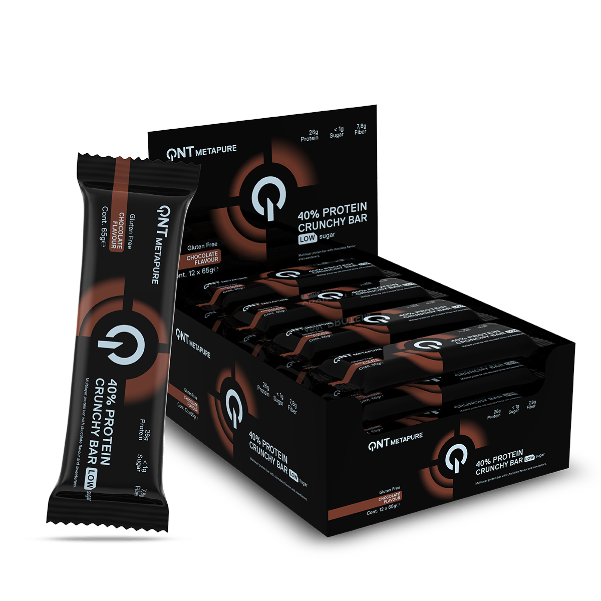 QNT Protein Bars 40% Protein Crunchy Bar 12 x 65 g cioccolato 26 g proteine