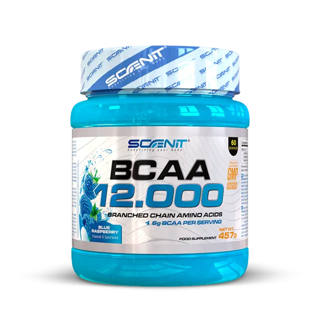 Scenit Nutrition Aminoácidos BCAA 12000 aminoacidi in polvere Blue raspberry 457 g 2:1:1