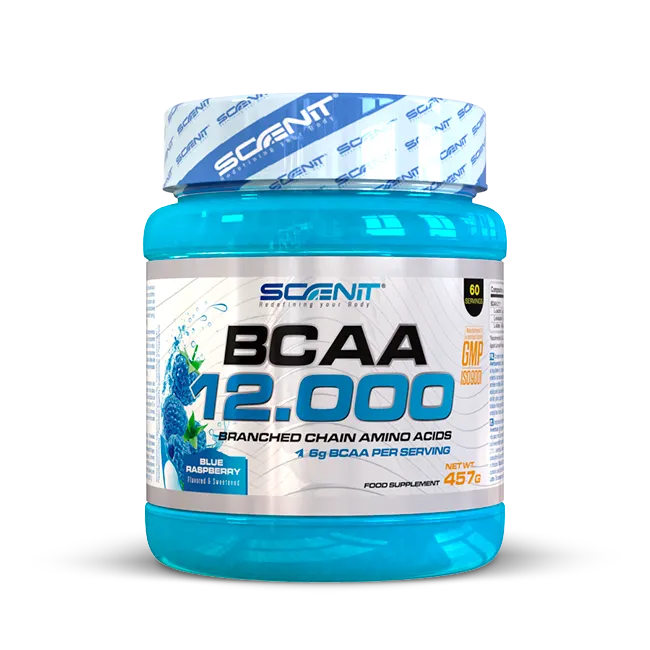Scenit Nutrition Aminoácidos BCAA 12000 aminoacidi in polvere Blue raspberry 457 g 2:1:1