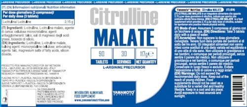 YAMAMOTO Aminoacidi e BCAAs Citrulline MALATE 90 compresse 1.000 mg