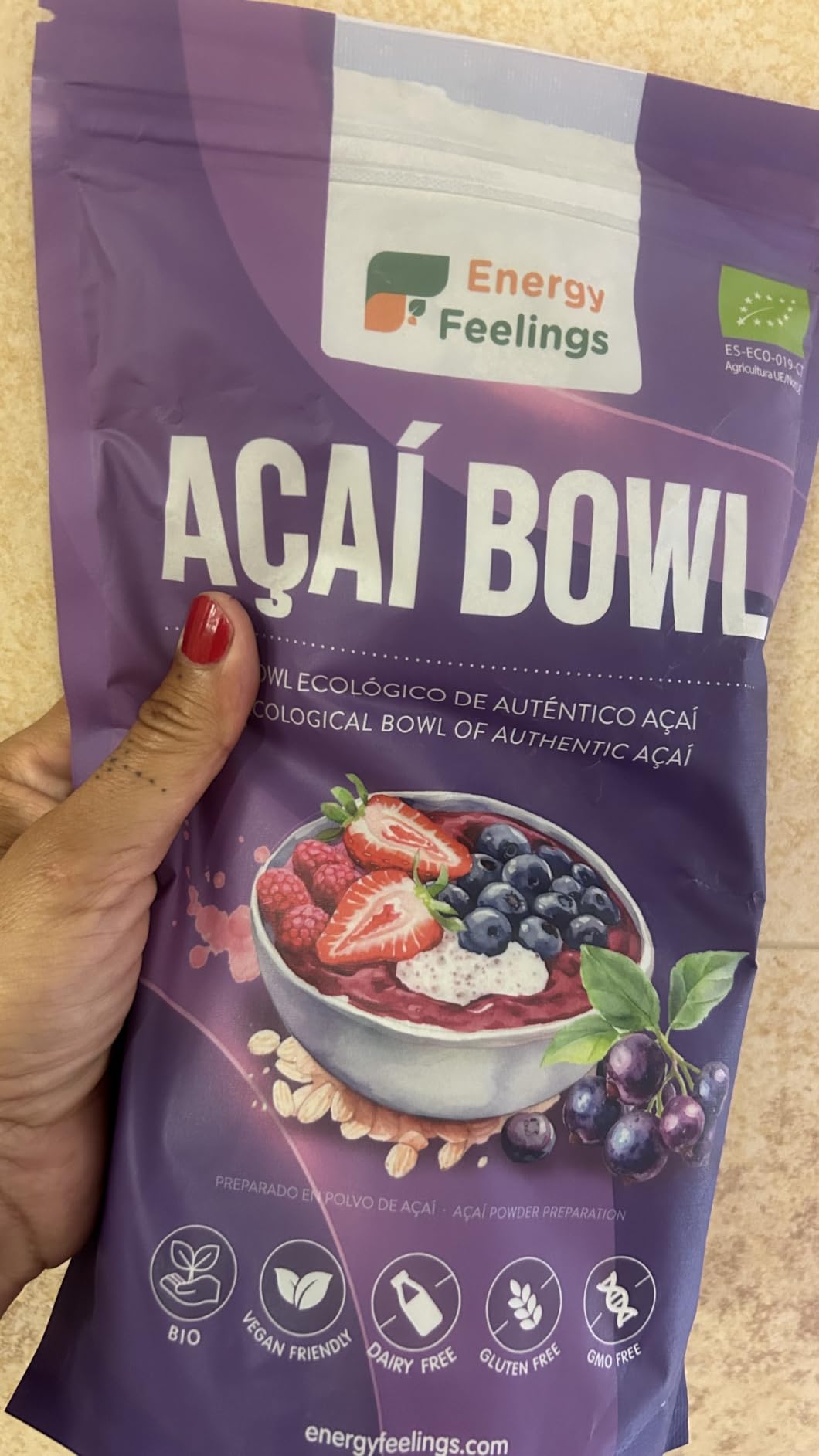 Energy Feelings Preparato per Açaí Bowl Bio 500 g con avena e cocco