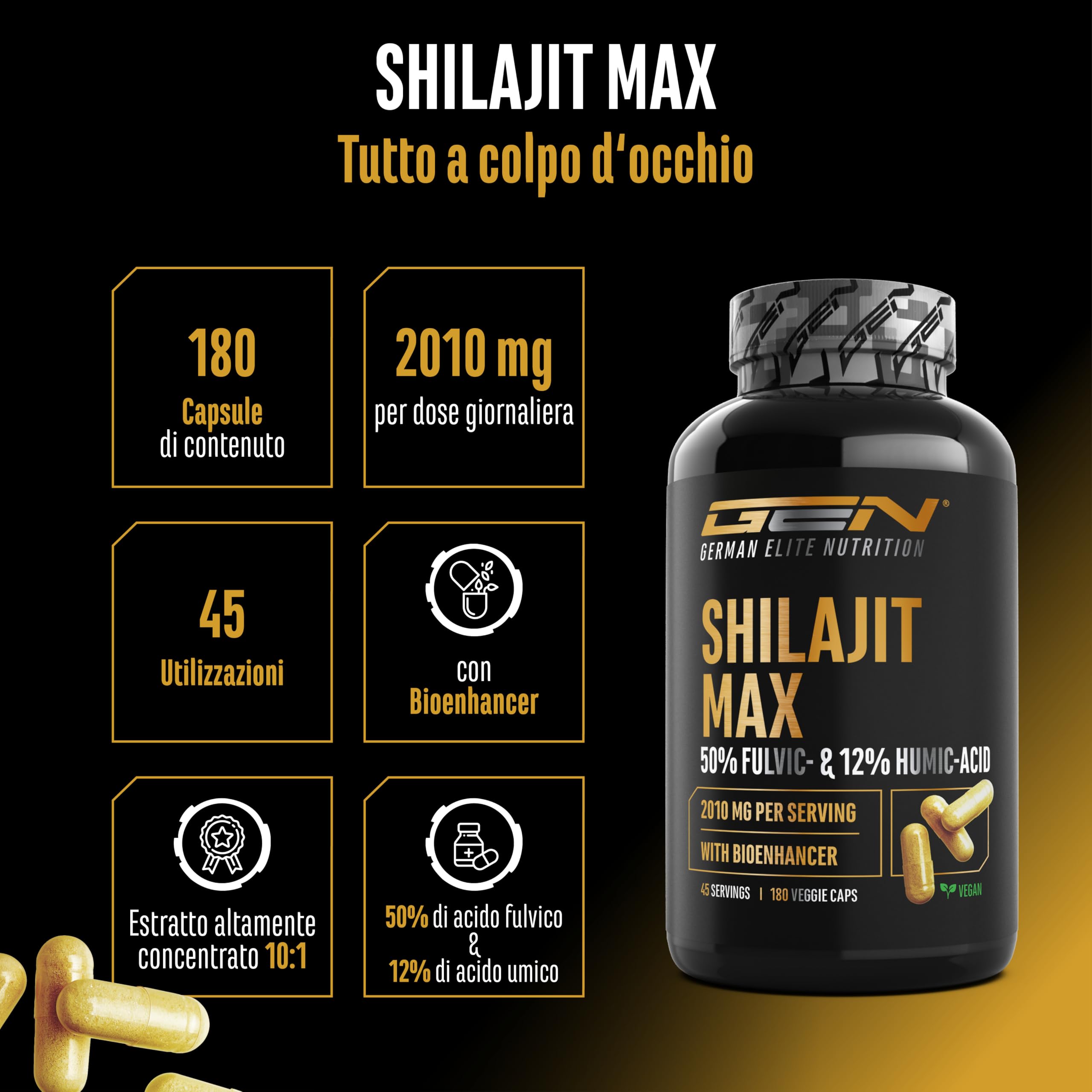 Elite Organ, Joint & Health Support Mumijo Shilajit Max capsule 180 vegano
