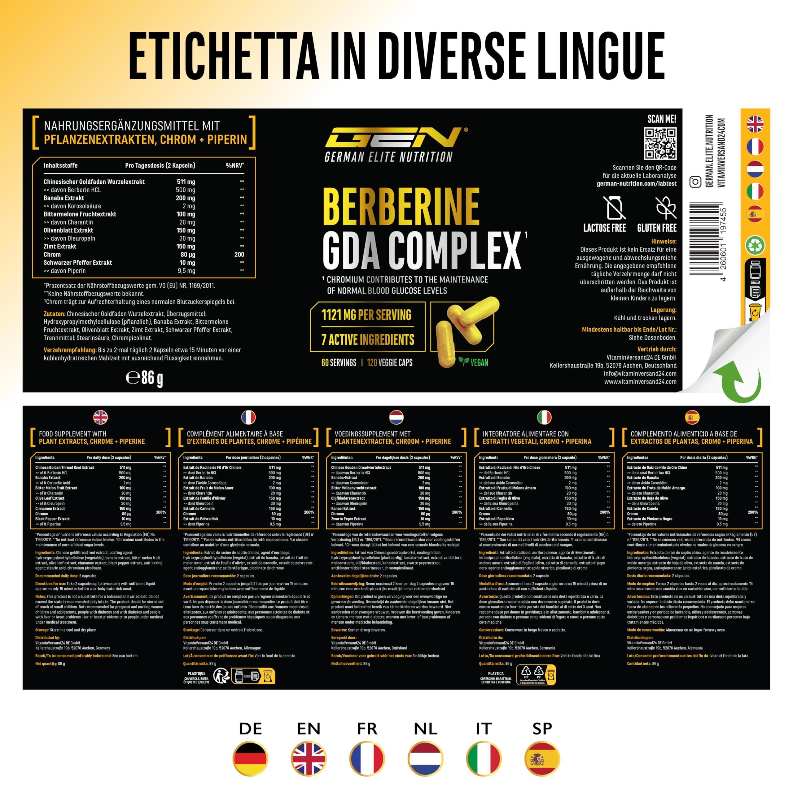 Elite Organ, Joint & Health Support Complesso di Berberina HCL 120 capsule 1120 mg