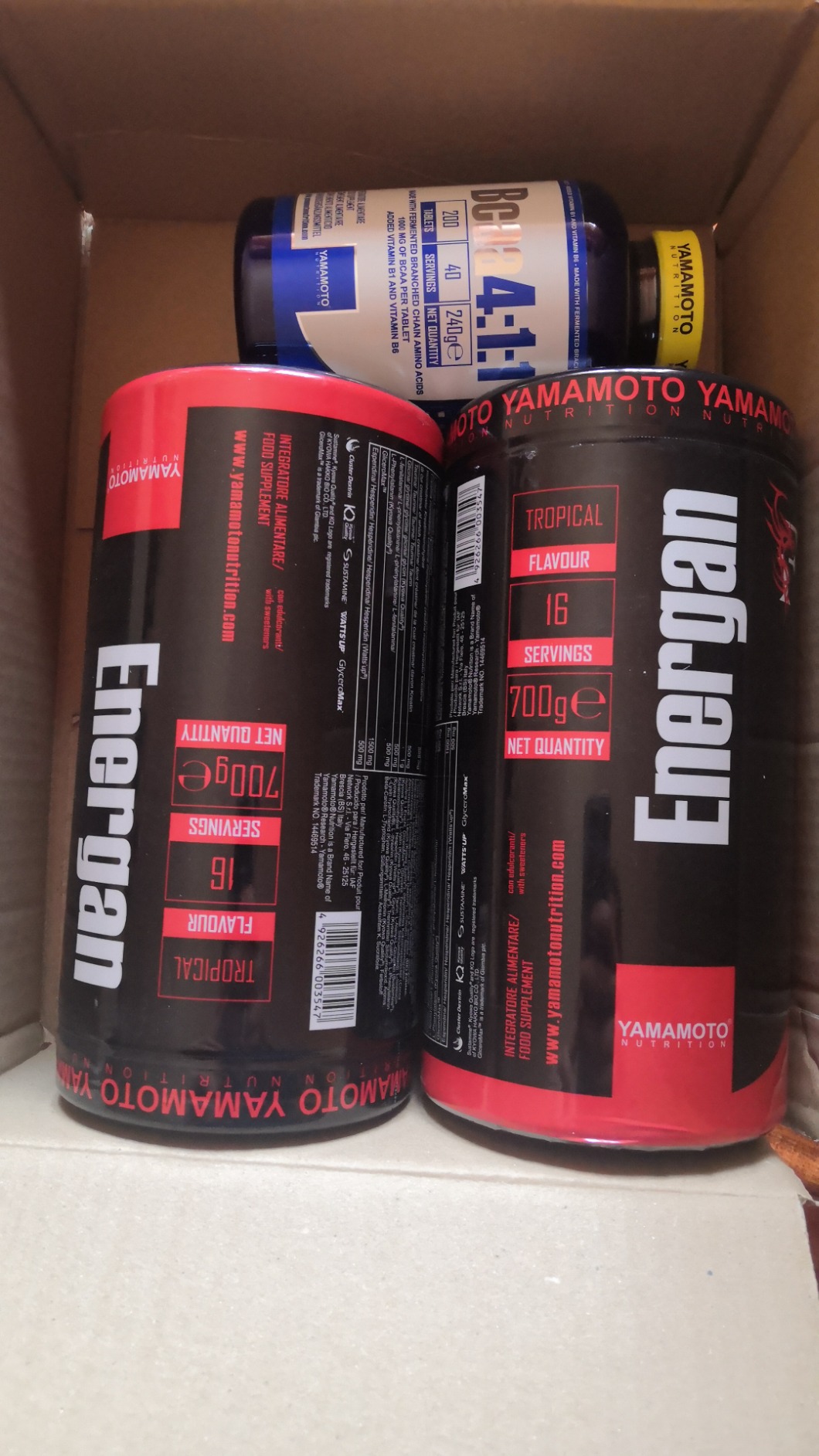 YAMAMOTO Intra-Workout e Post-Workout Energan bevanda 700 g con HBCD