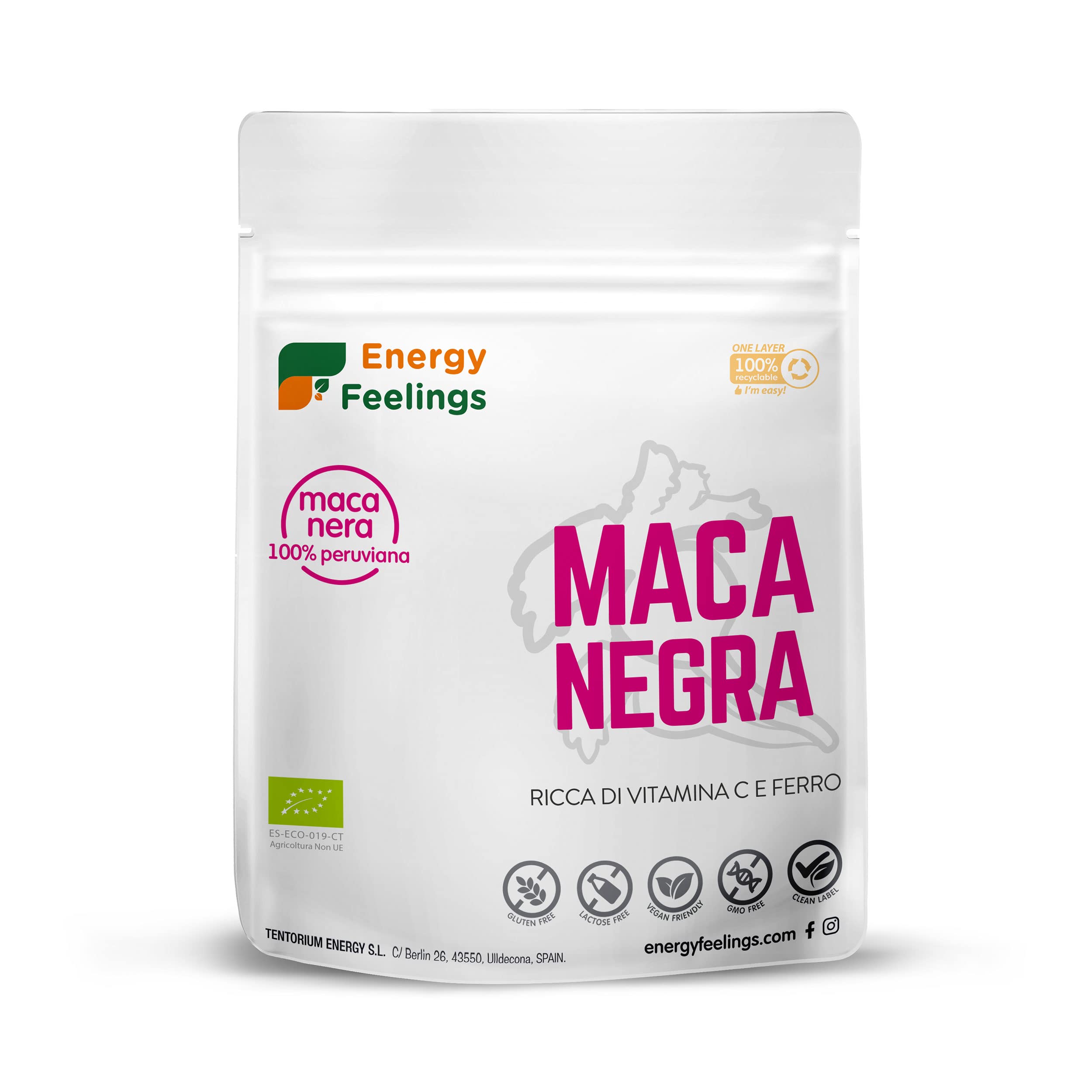 Energy Feelings Dietética & Suplementos Maca Nera Peruviana BIO in polvere 200 g
