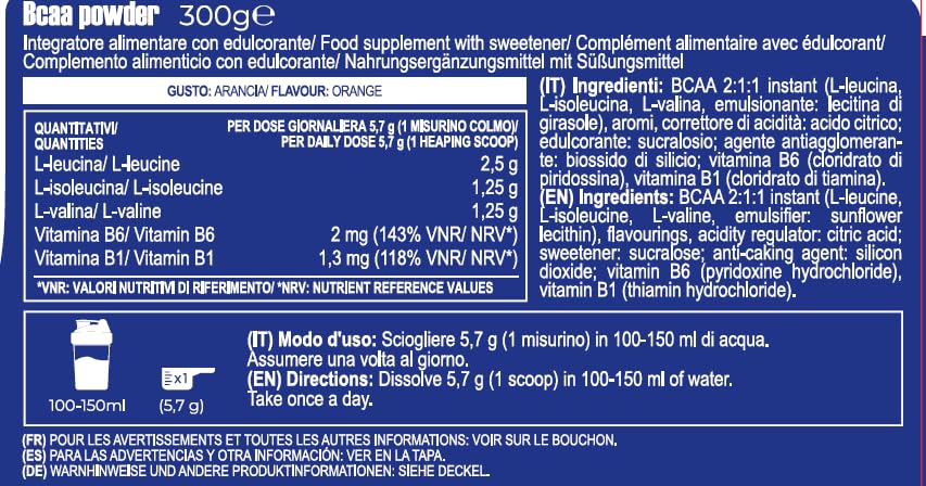 YAMAMOTO Aminoacidi e BCAAs BCAA 2:1:1 BCAA powder arancia 300 g vegetale