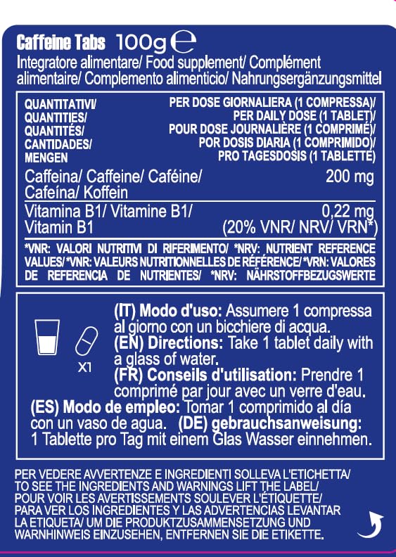 YAMAMOTO Pre-Workout Caffeine TABS compresse 100 pezzi con vitamina B1
