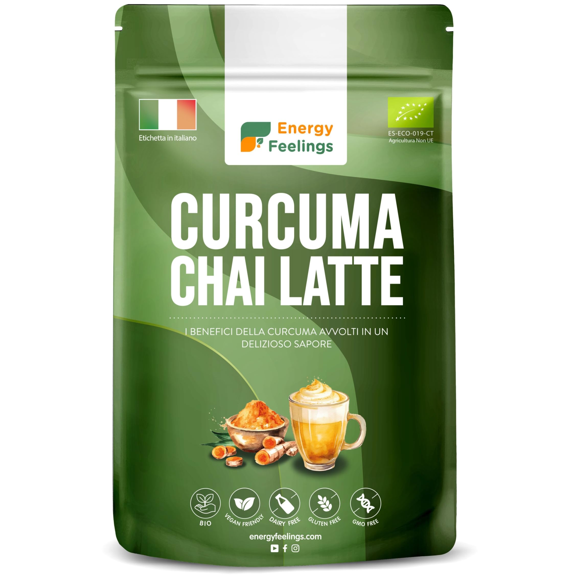 Energy Feelings Batidos Saludables Curcuma Chai Latte in polvere 250 g bio