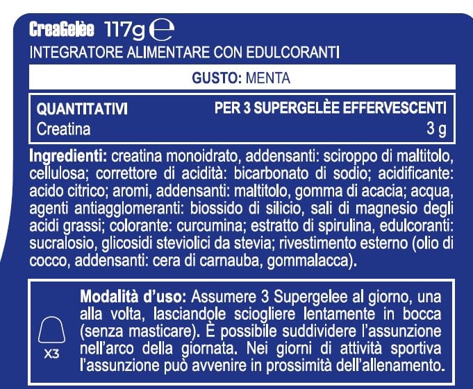 Yamamoto Creatina CreaGelèe creatina monoidrato 90 supergelèe menta effervescente