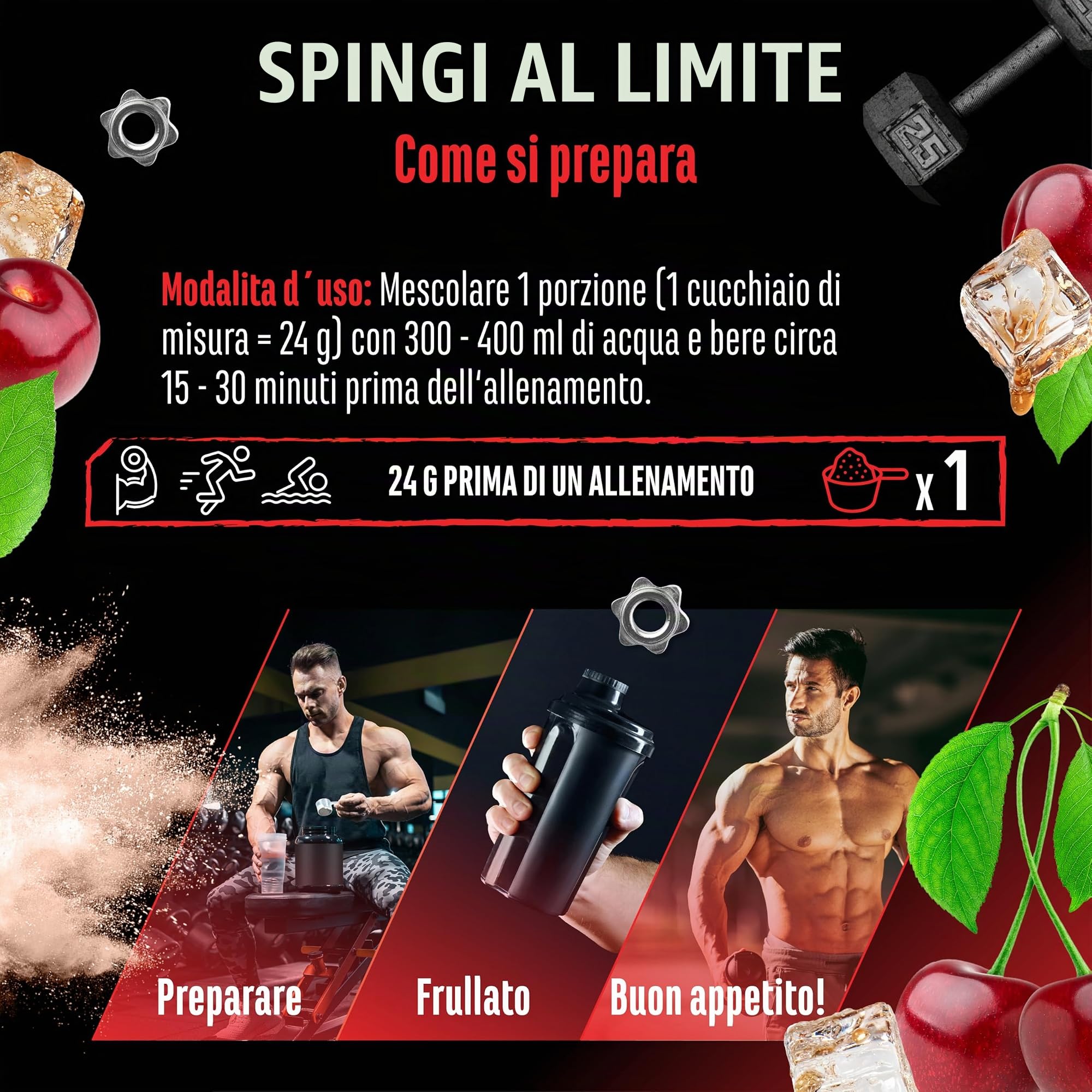 Elite Pre-Workout & Pump Push it to the Limit® pre-workout Cola-Ciliegia 360 g alto dosaggio