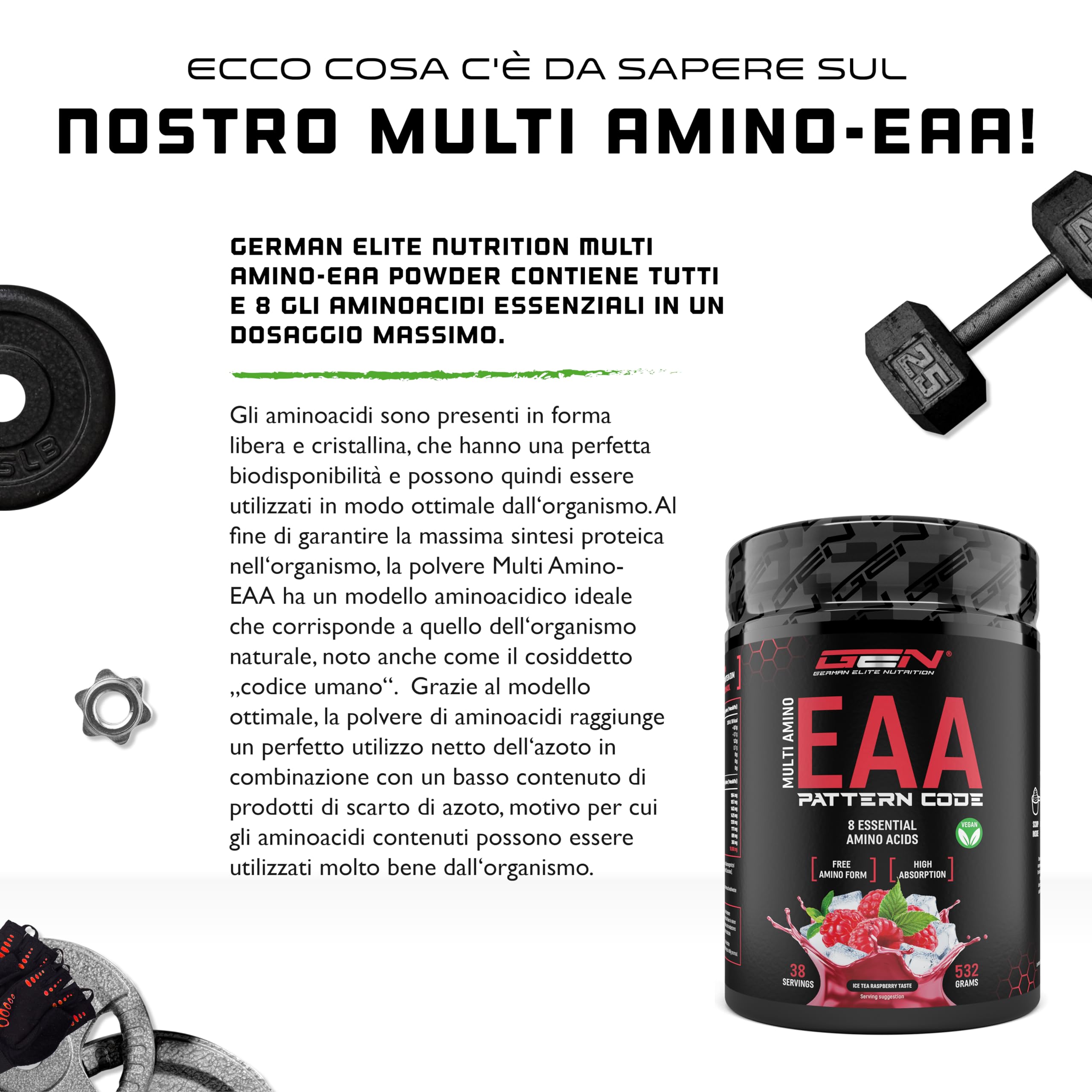Elite EAA & BCAA EAA in polvere 532 g Ice Tea Raspberry vegana