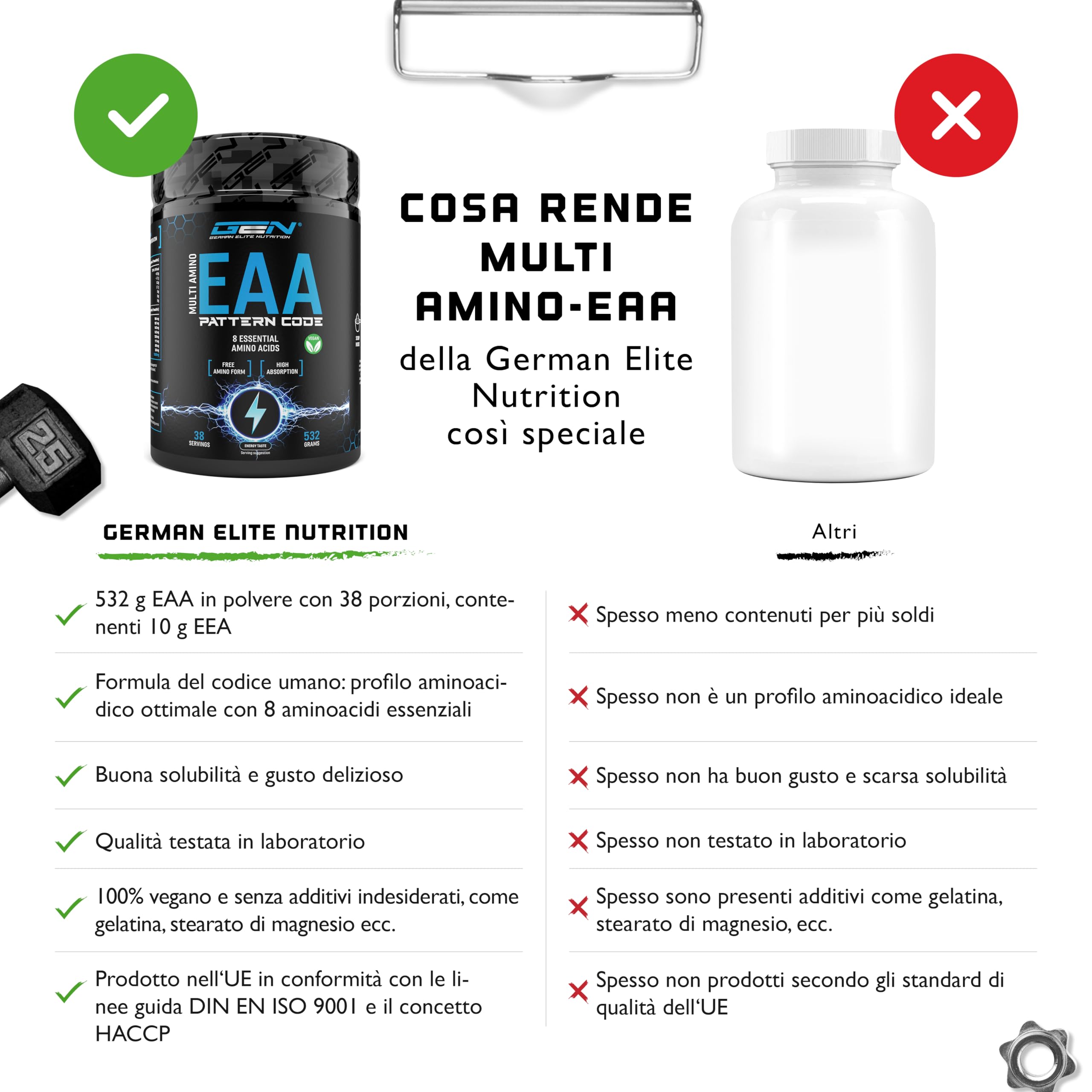 Elite EAA & BCAA Polvere EAA aminoacidi Energy 532 g vegano