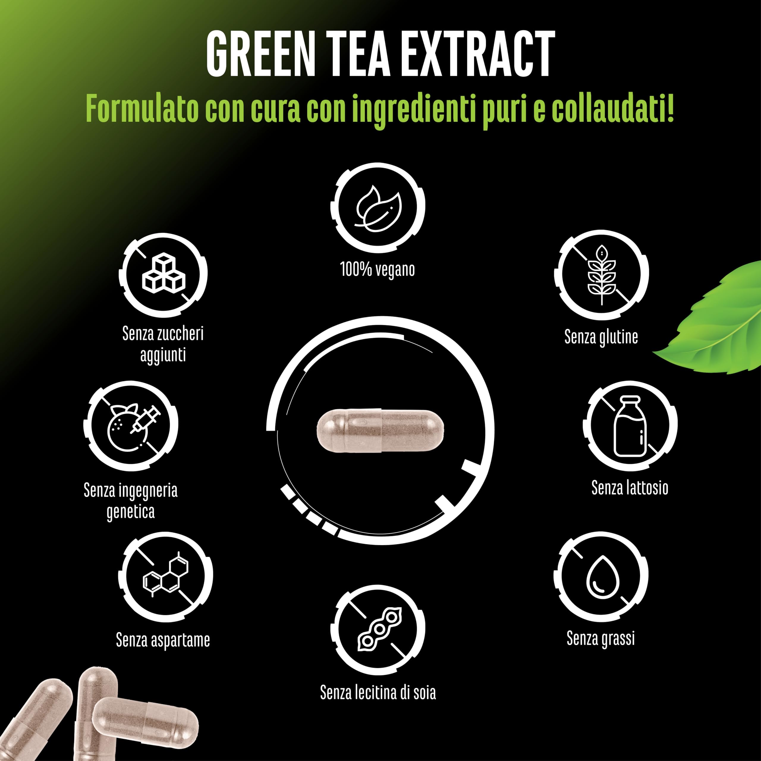 Elite Fat Burners & Cutting Estratto di tè verde integratore 180 capsule 750 mg