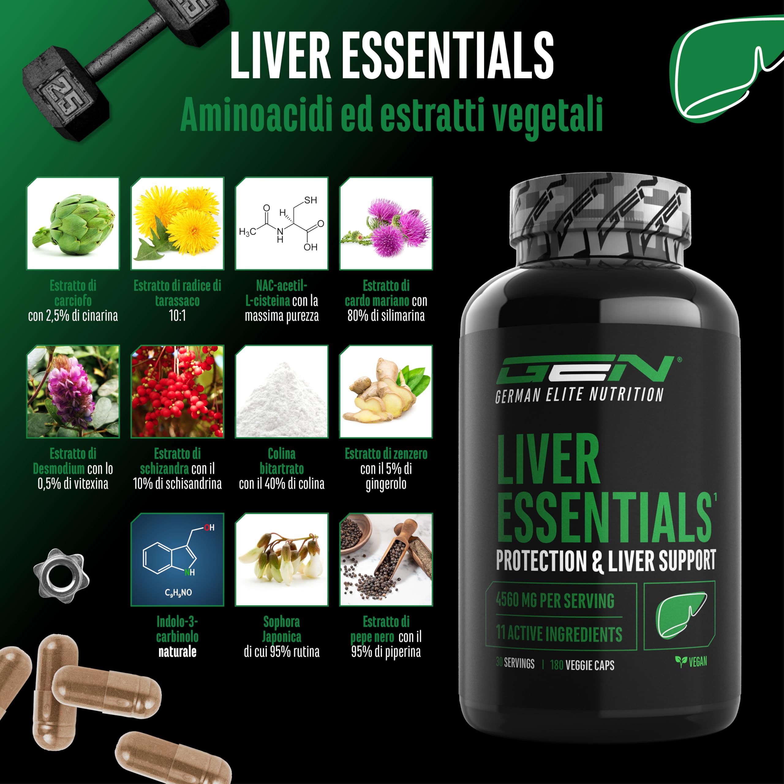 Elite Organ, Joint & Health Support Liver Essentials integratore per il fegato 180 capsule vegane complesso vegetale