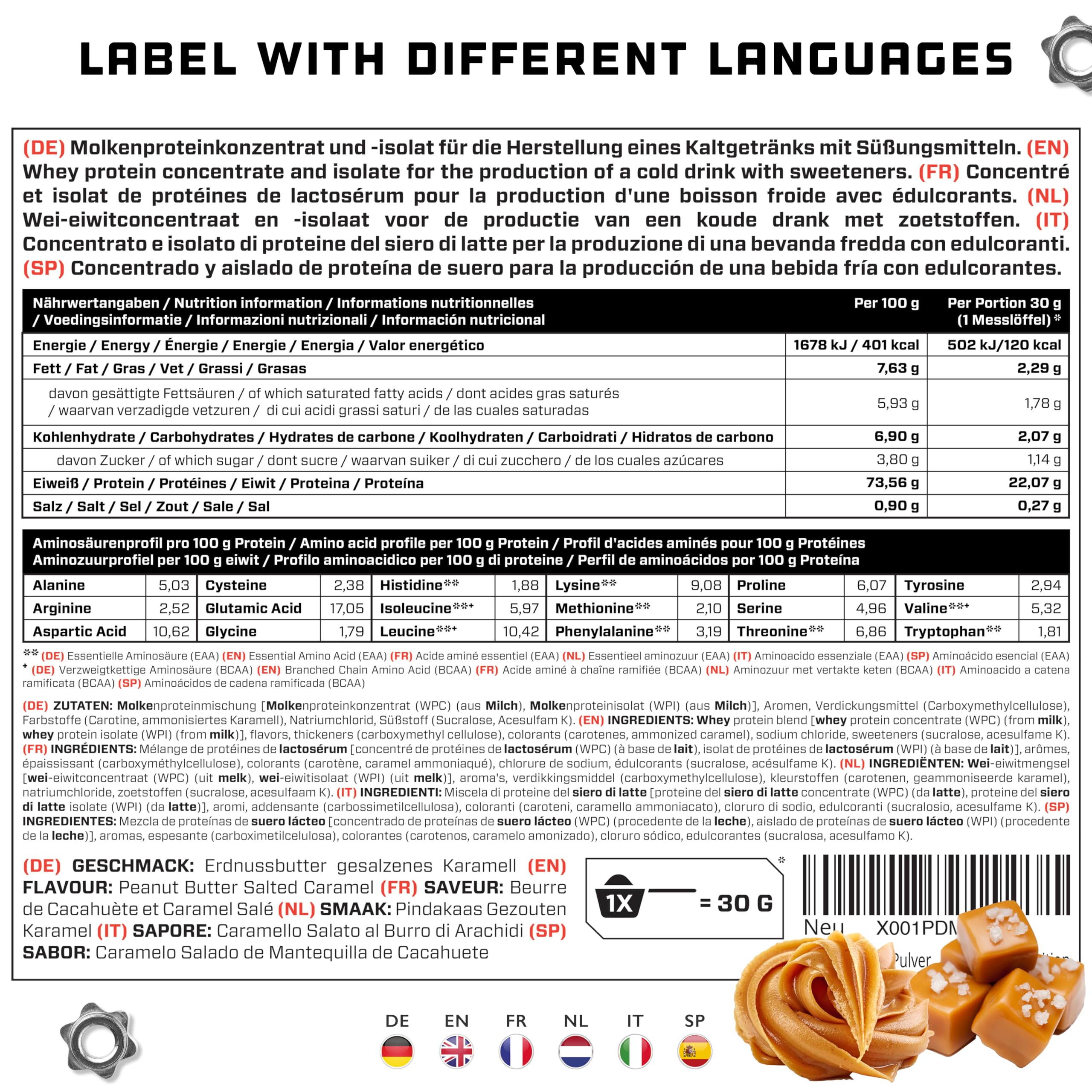 Elite Whey Protein Complex proteine in polvere 1 kg burro di arachidi caramello salato