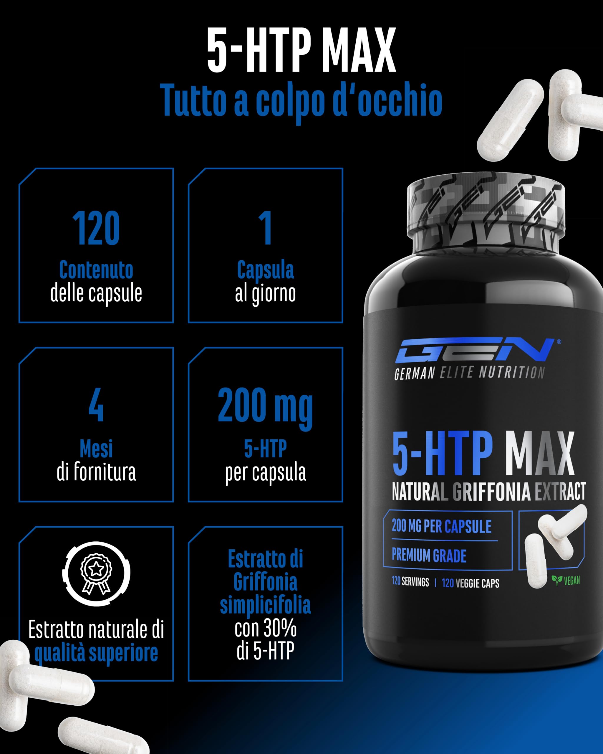 Elite Adaptogens, Sleep & Mind 5-HTP MAX capsule 120 da 200 mg