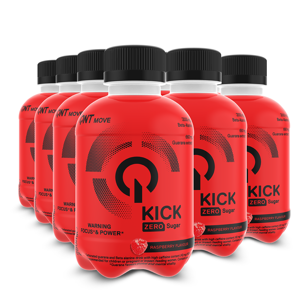 QNT Pre-Workout Kick Pre Workout 12 x 250 ml lampone con caffeina