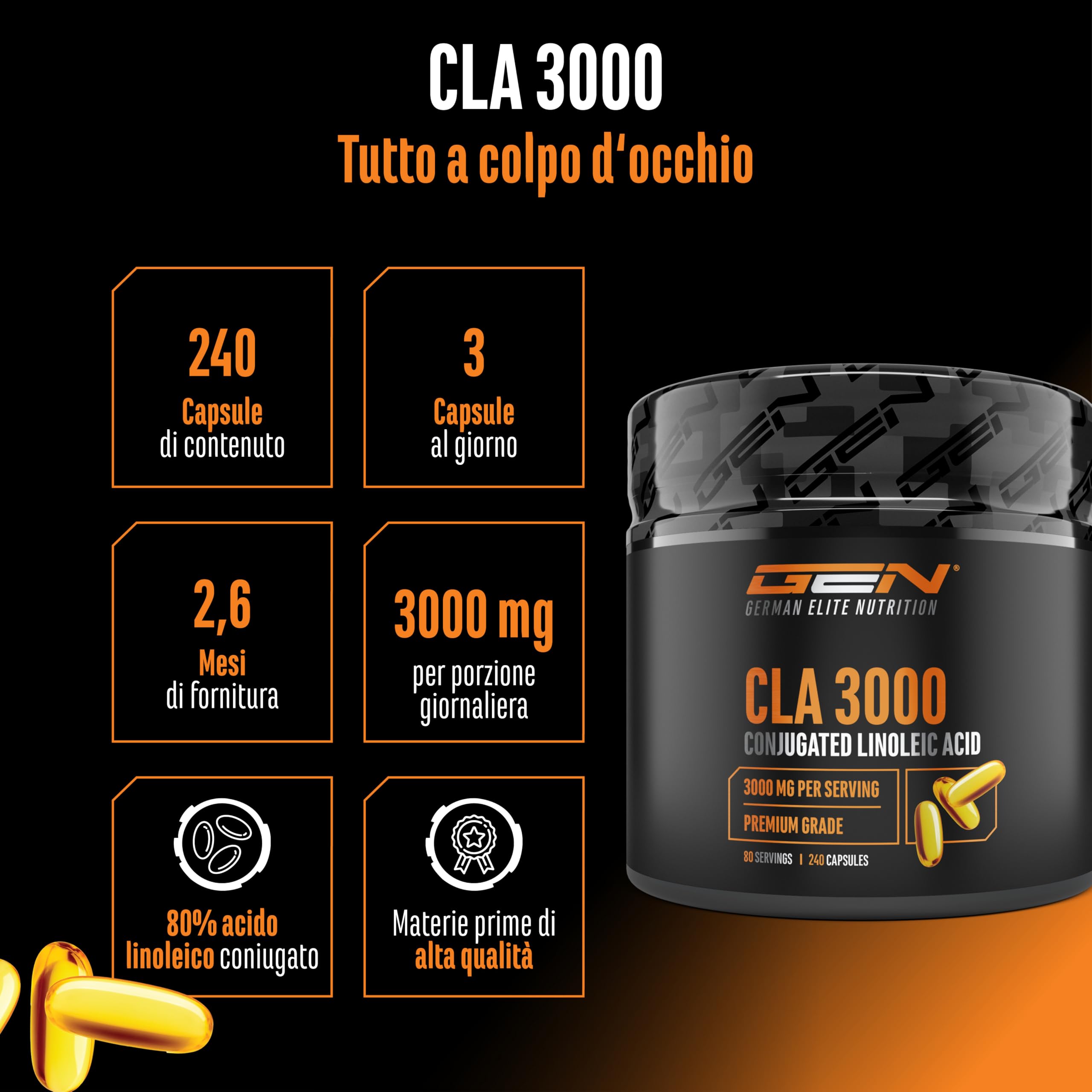 Elite Fat Burners & Cutting CLA softgel 240 capsule da 1000 mg olio di cartamo