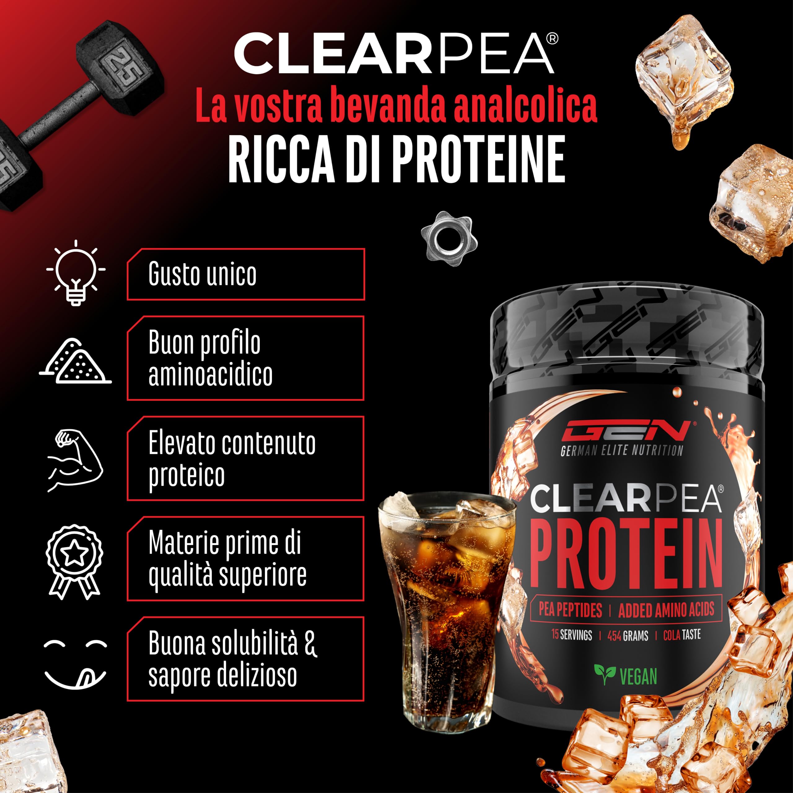 Elite Plant Protein ClearPea proteine vegane in polvere 454 g Cola