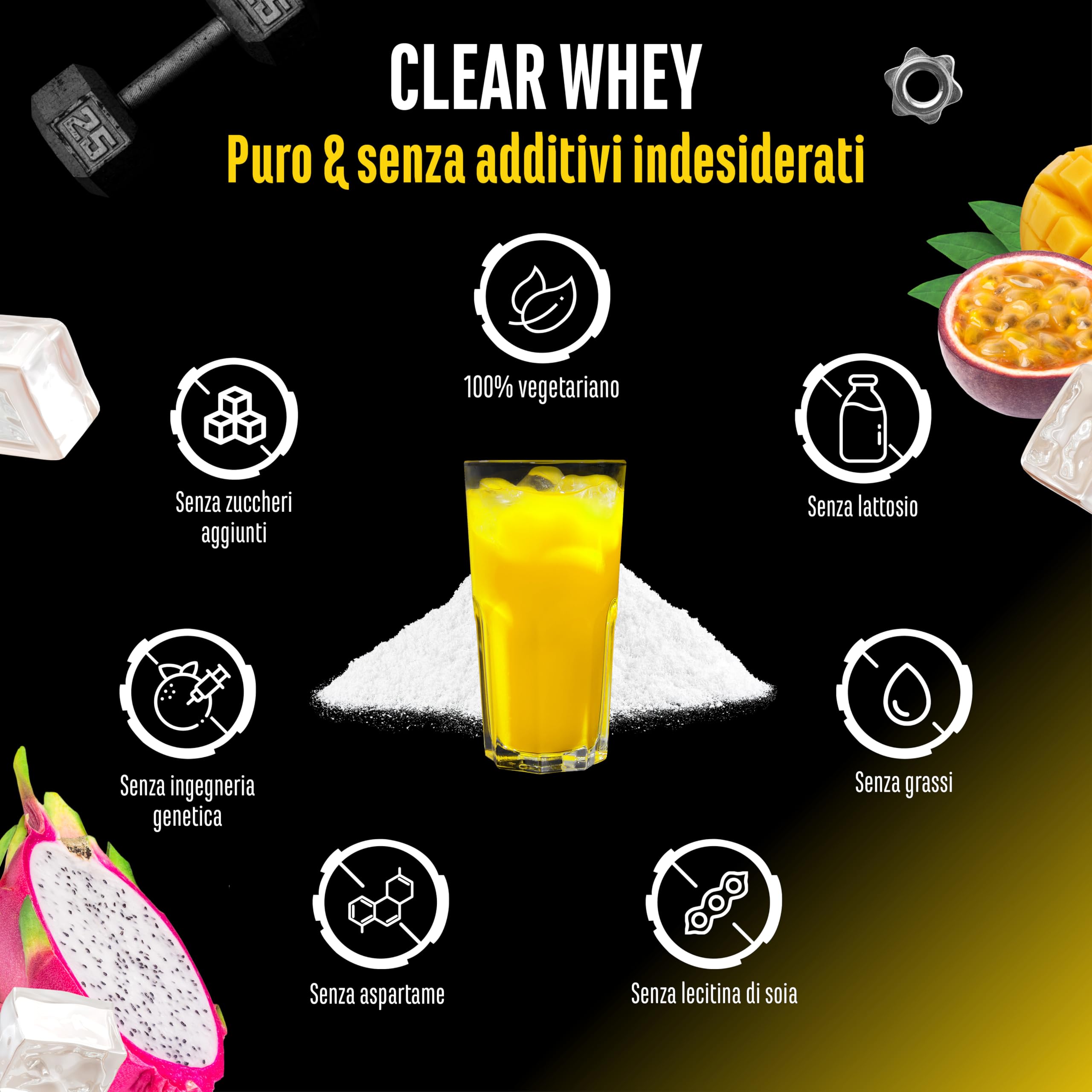 Elite Clear Whey Isolate Protein Shake proteine Tropical 900 g senza lattosio