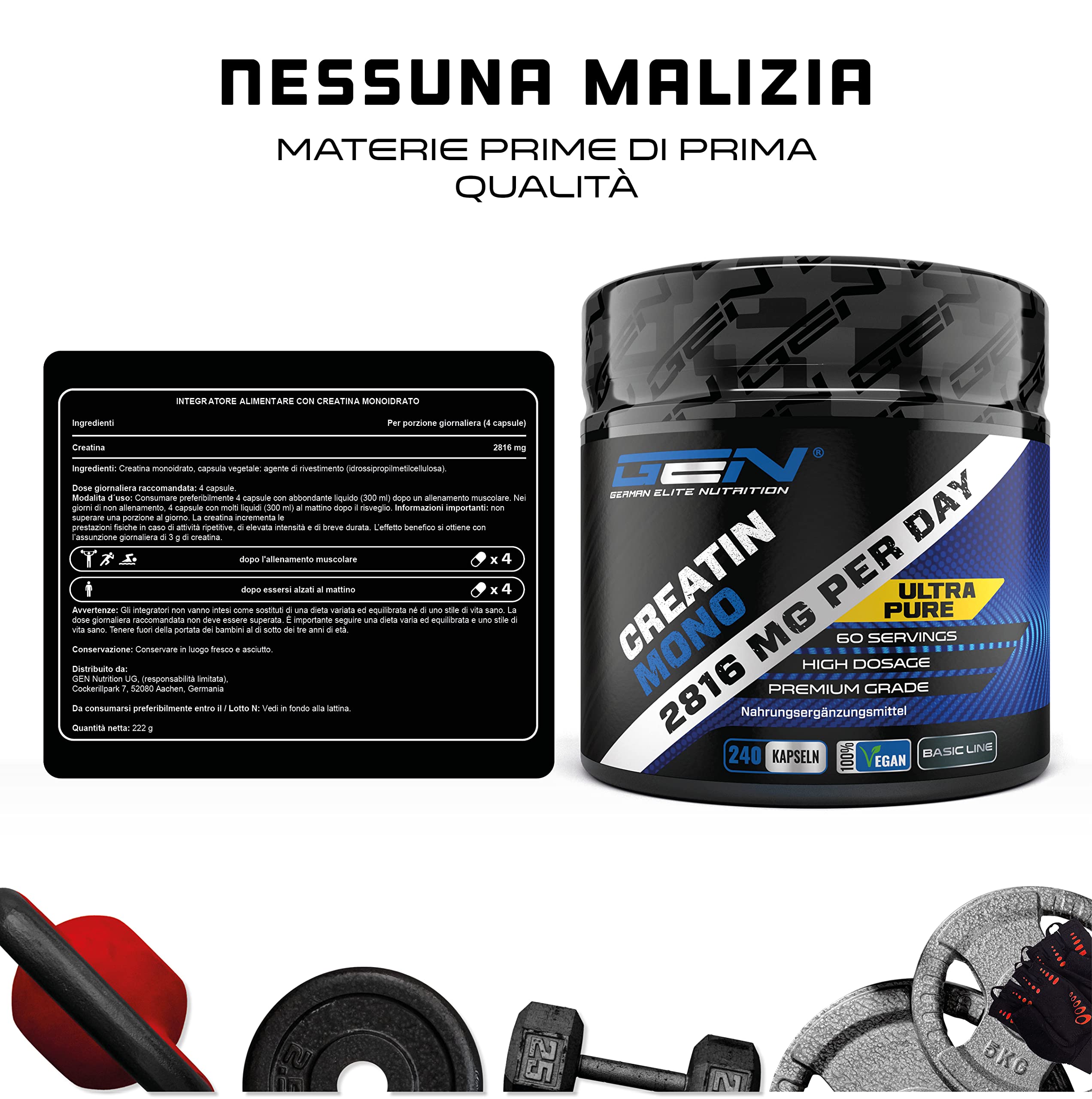 Elite Creatine Creatina 240 capsule 3200 mg