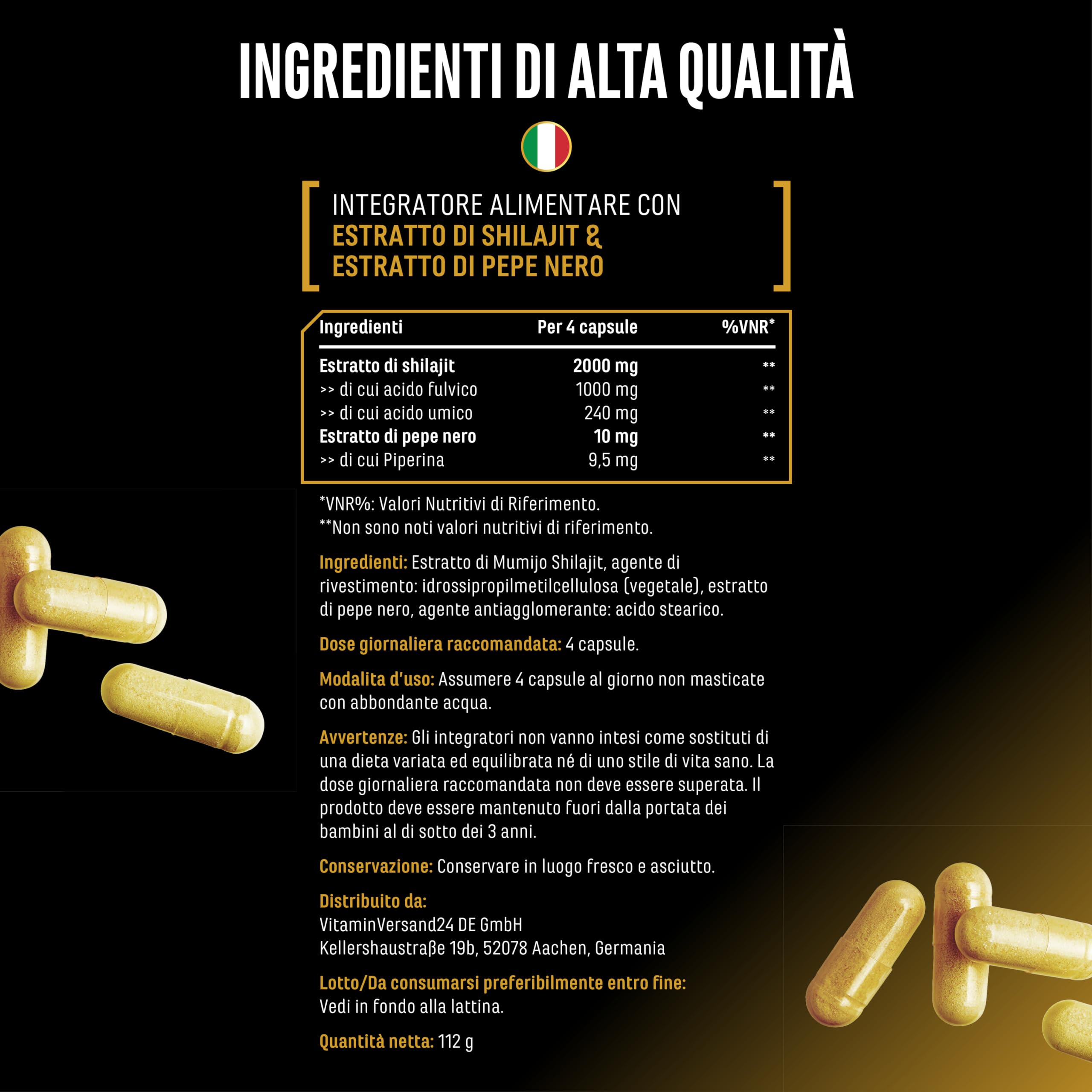 Elite Organ, Joint & Health Support Mumijo Shilajit Max capsule 180 vegano