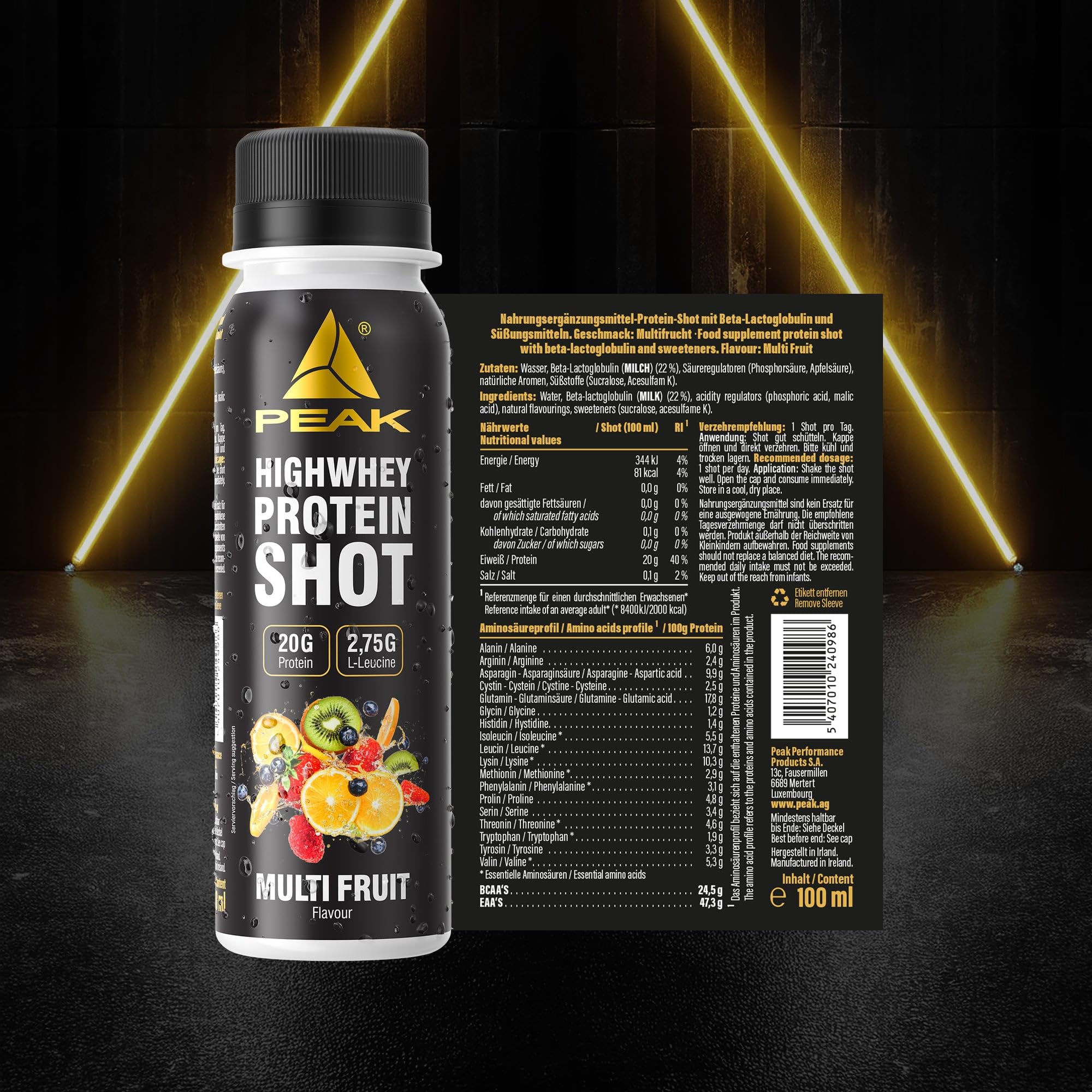 Green Peak Proteins PEAK HIGHWHEY protein shot 12 x 100 ml multifrutto 20 g proteine