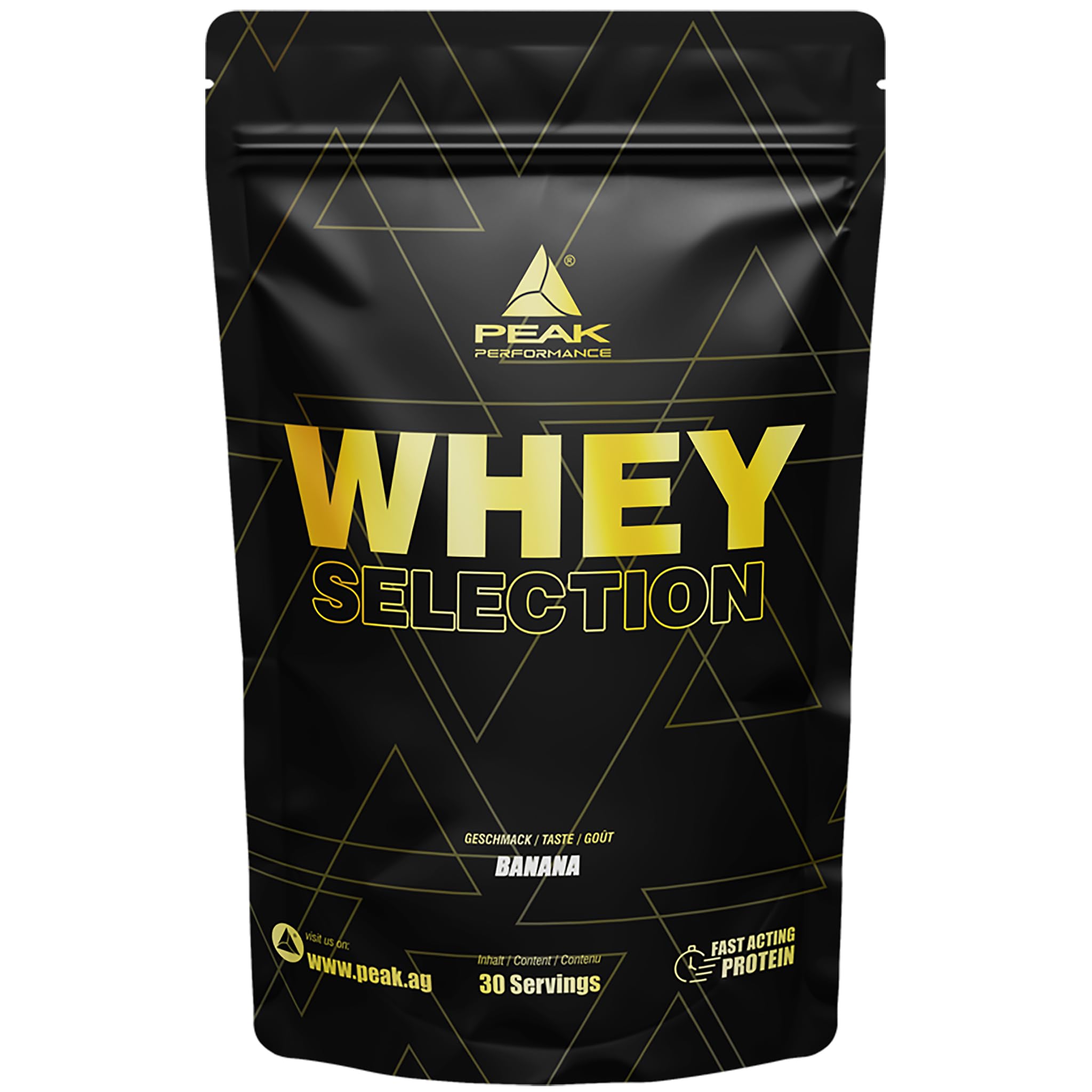 Green Peak Proteins PEAK Whey Selection proteine whey Banana 900 g, L-leucina