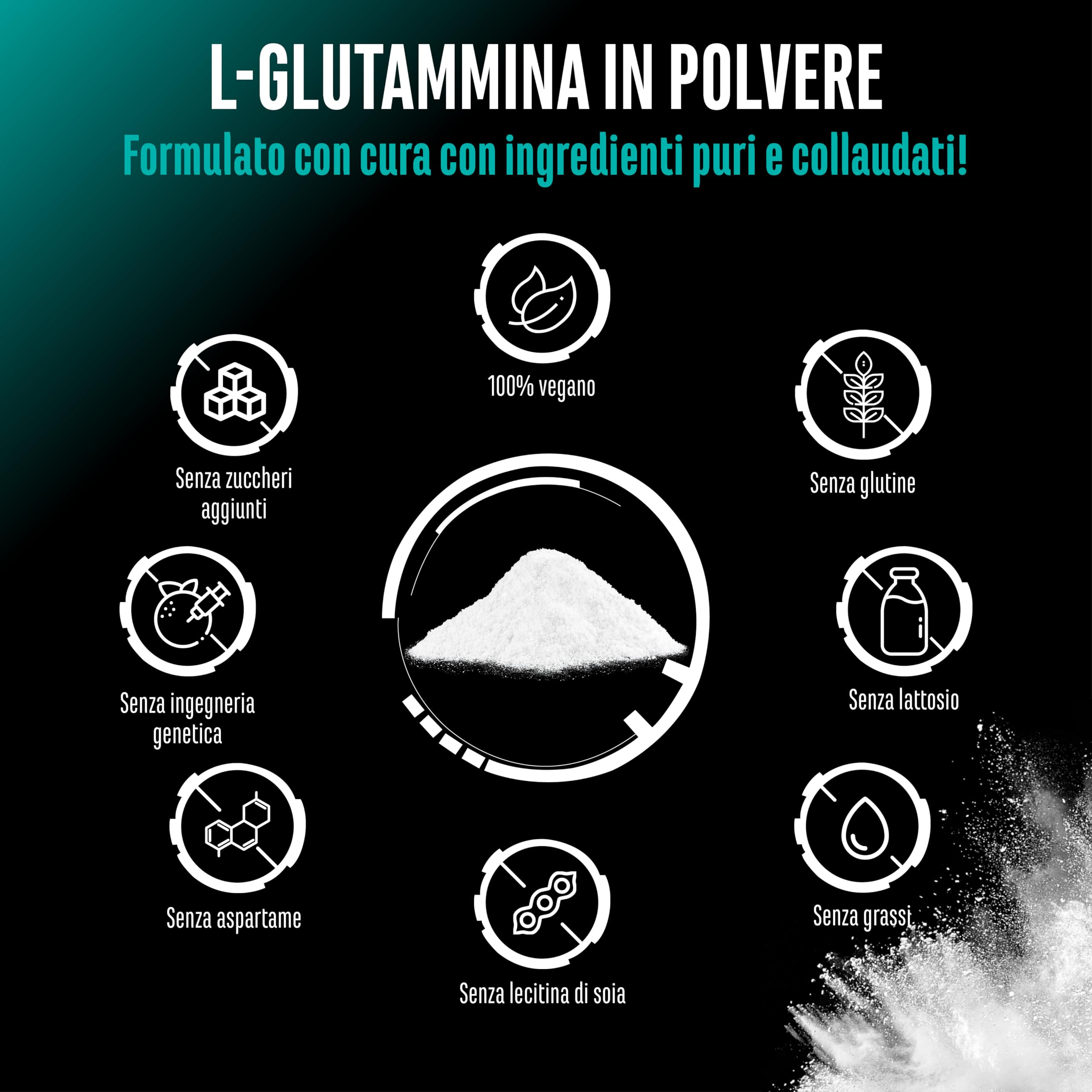 Elite Amino Singles L-Glutammina polvere 750 g non aromatizzata vegana